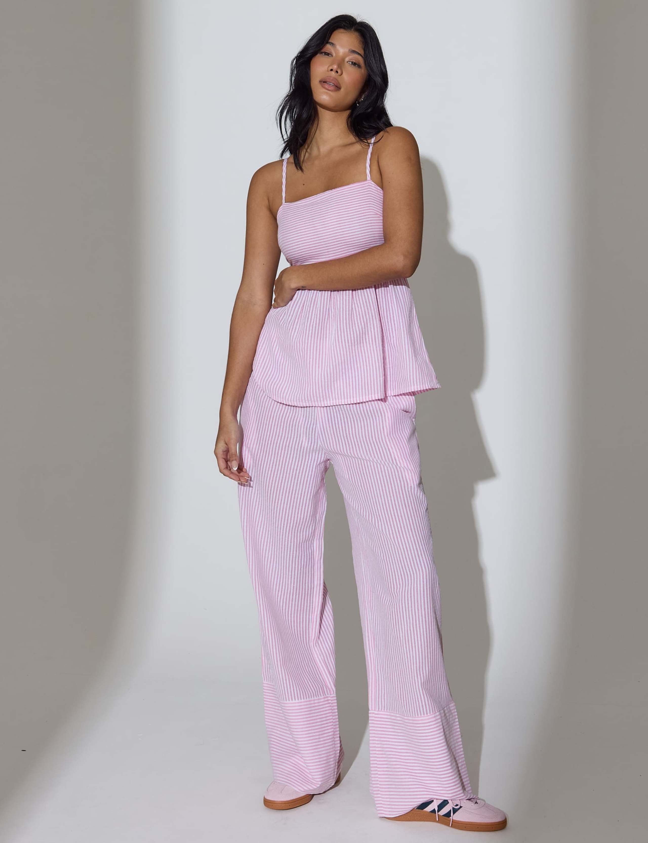 Cotton Blend Striped Deep Cuff Trousers 2 of 7