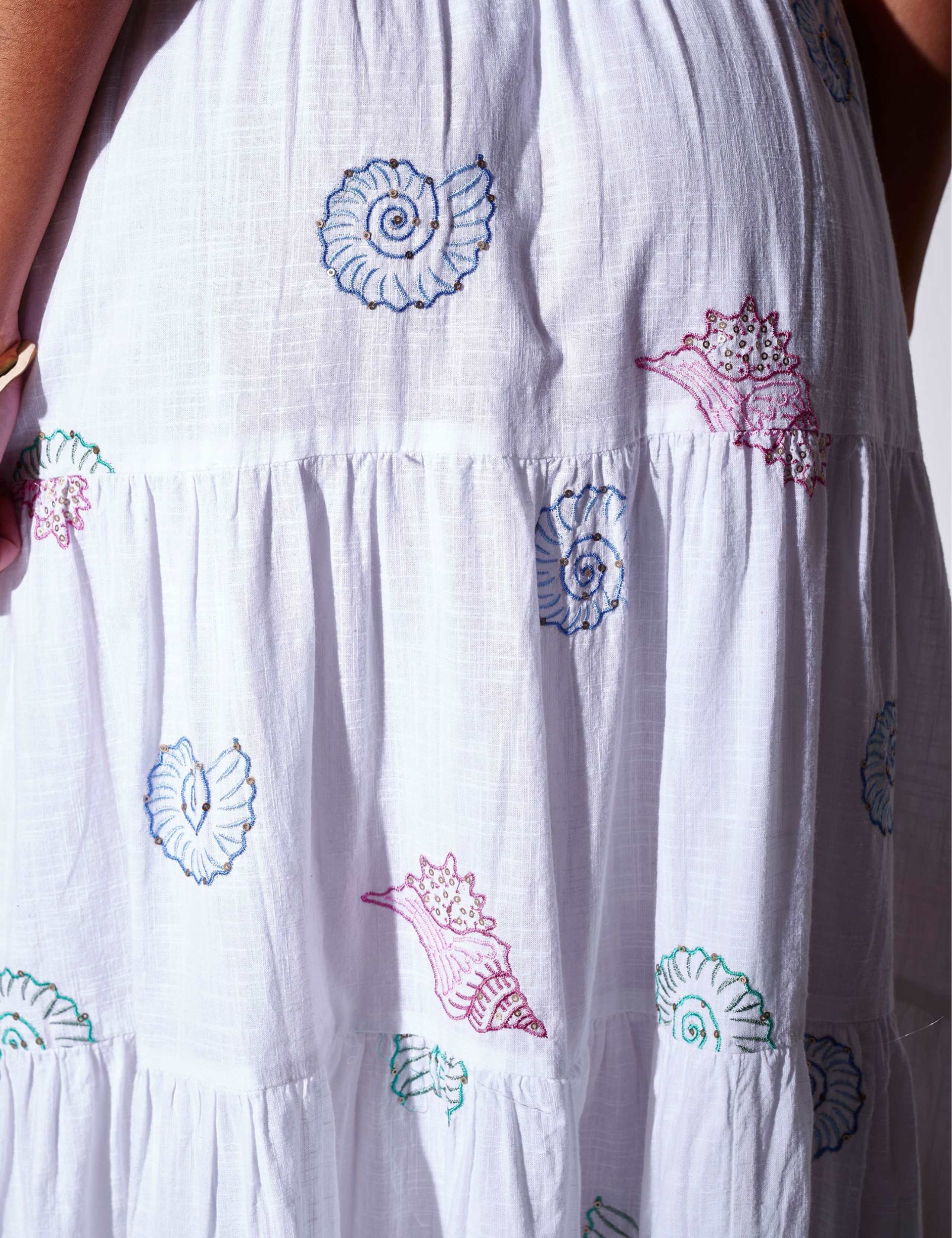 Pure Cotton Sequin Seashell Maxi Tiered Skirt 5 of 8