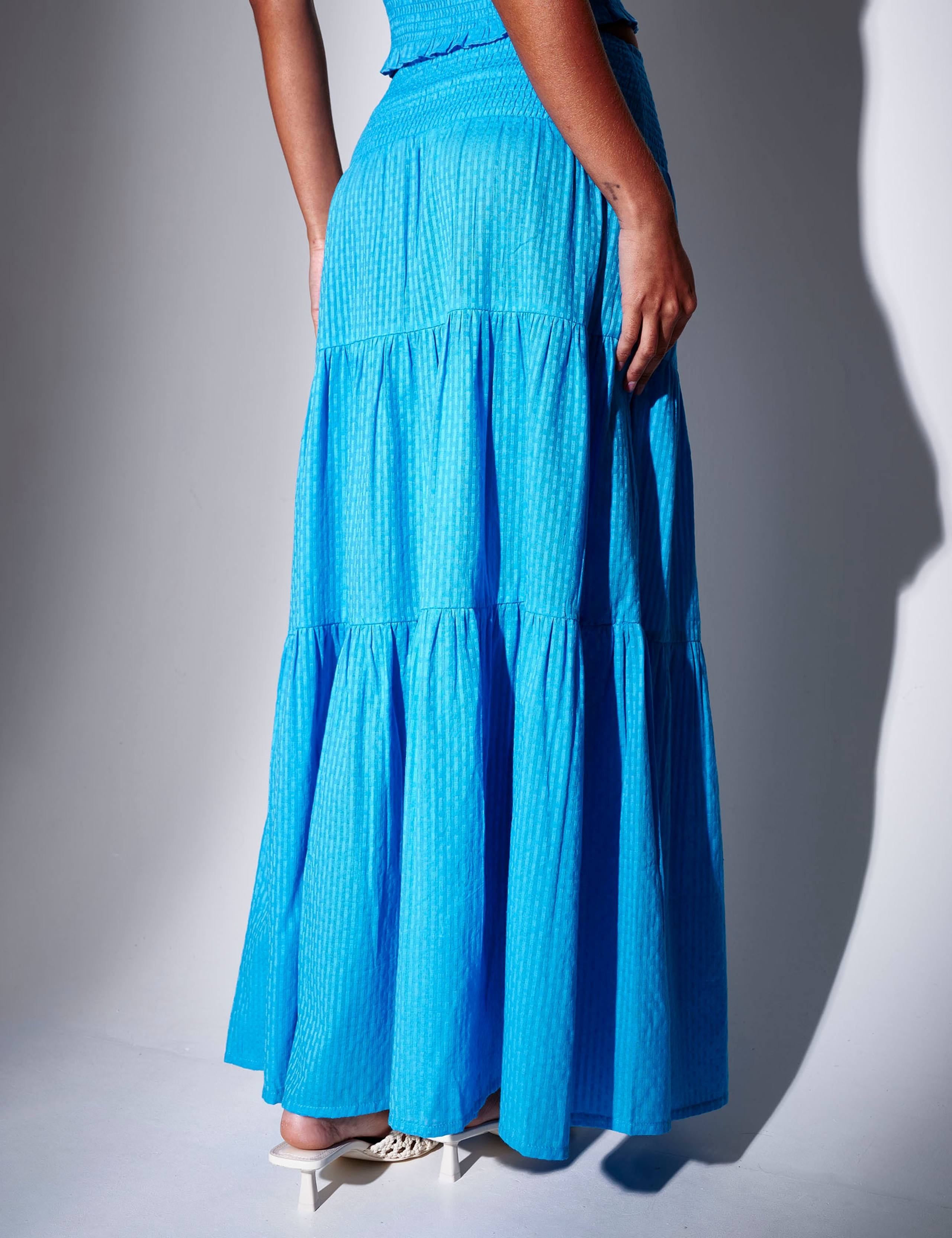 Pure Cotton Shirred Maxi Tiered Beach Skirt 2 of 4