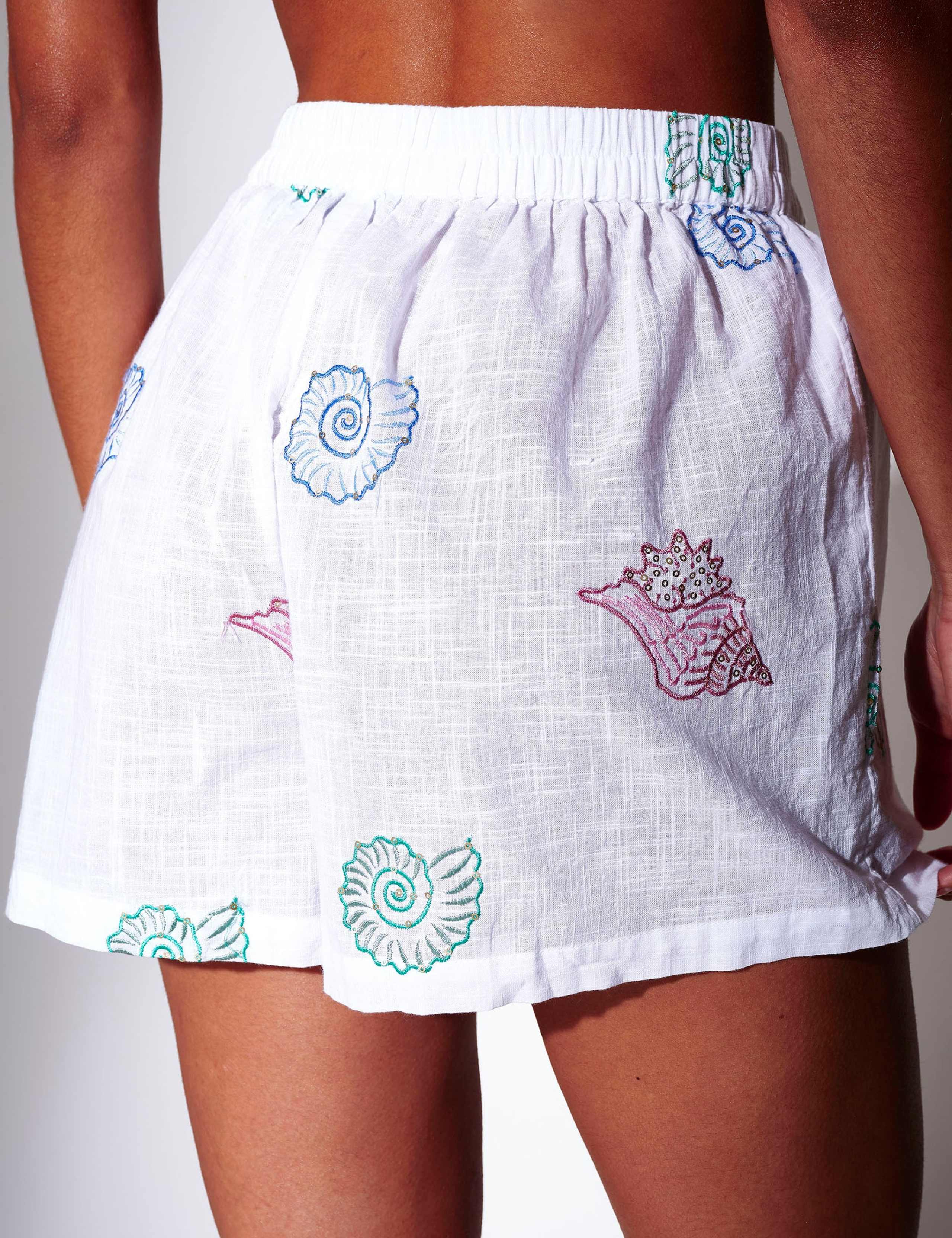 Pure Cotton Embroidered Seashell Shorts 5 of 6