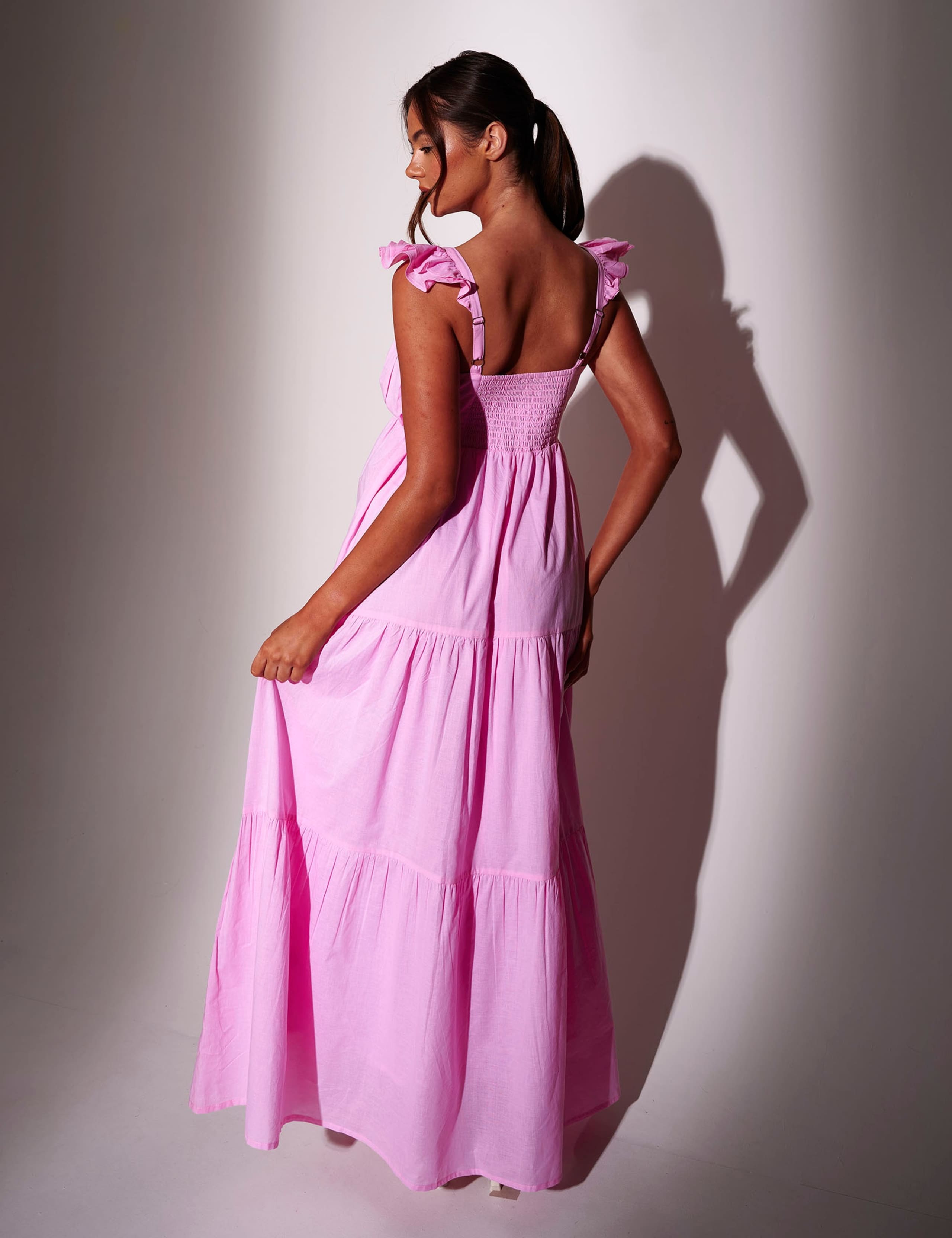 Pure Cotton V-Neck Frill Maxi Tiered Dress 4 of 4