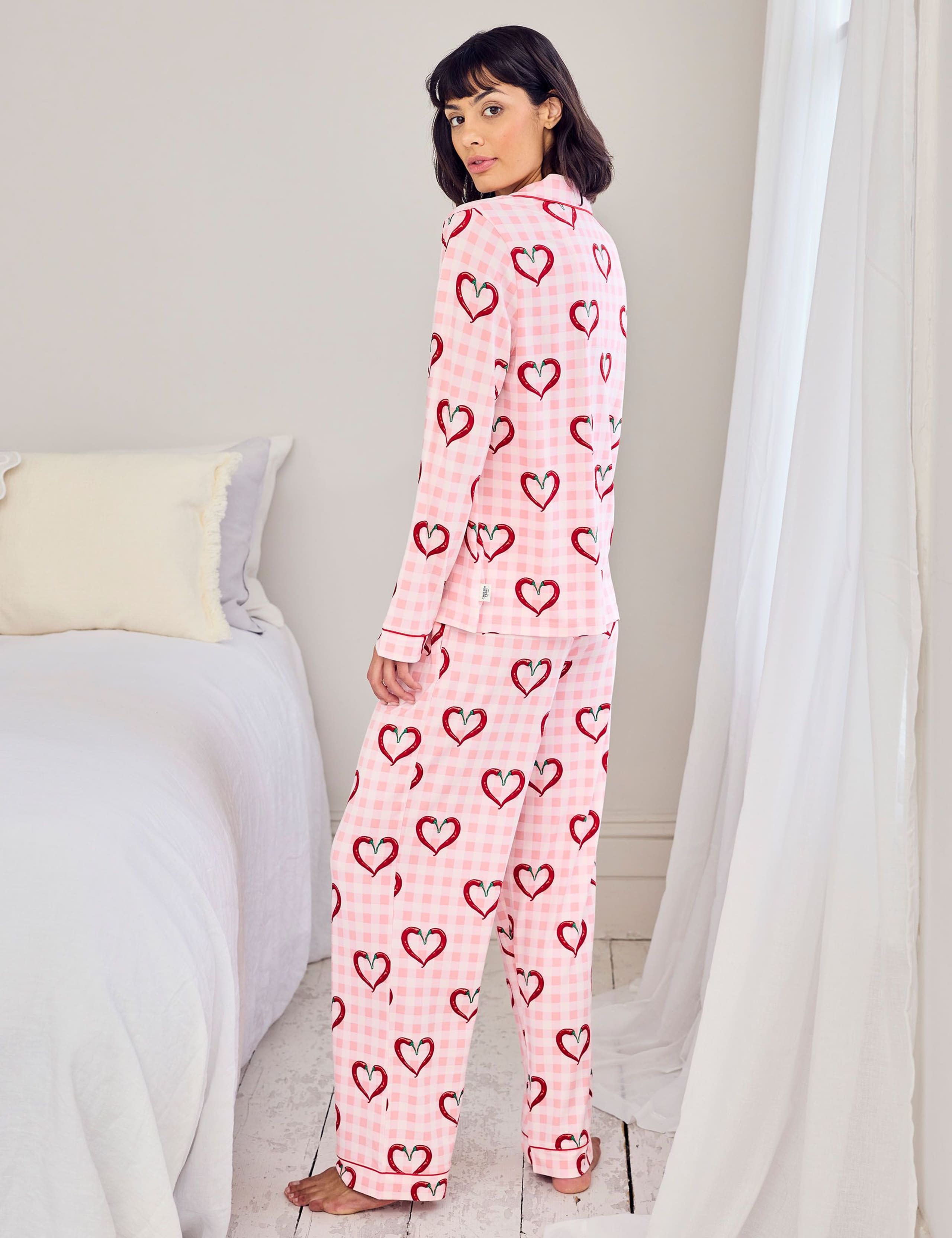 Jersey Chilli Heart Print Pyjama Set 2 of 5