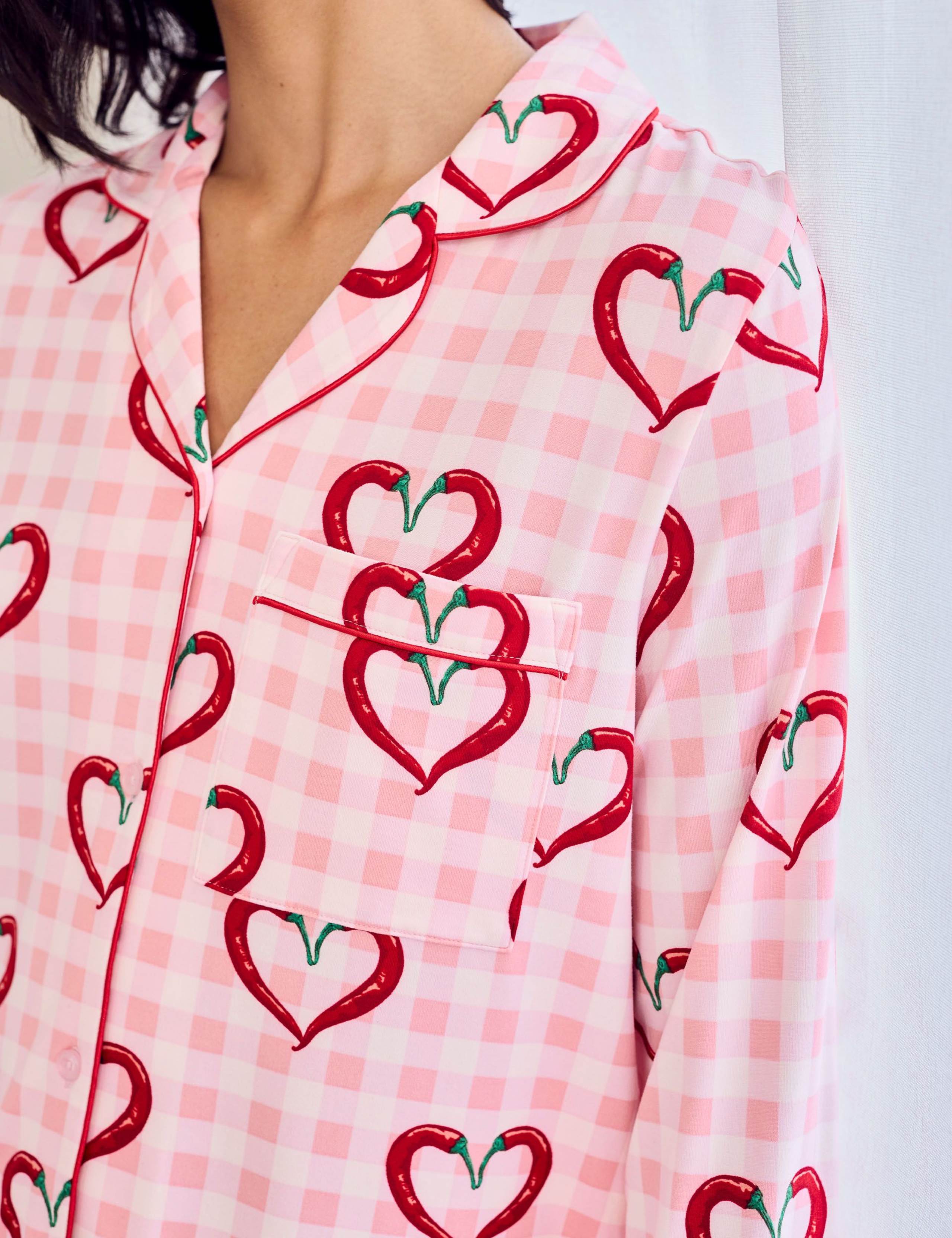 Jersey Chilli Heart Print Pyjama Set 4 of 5