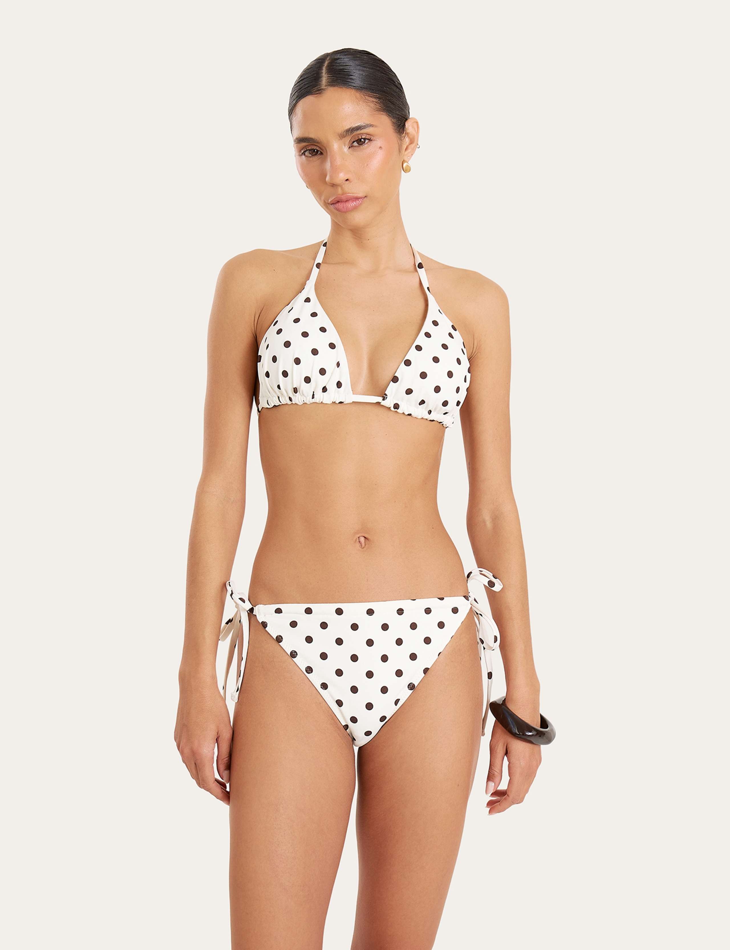 Polka Dot Tie Detail Halterneck Bikini Top 10 of 12