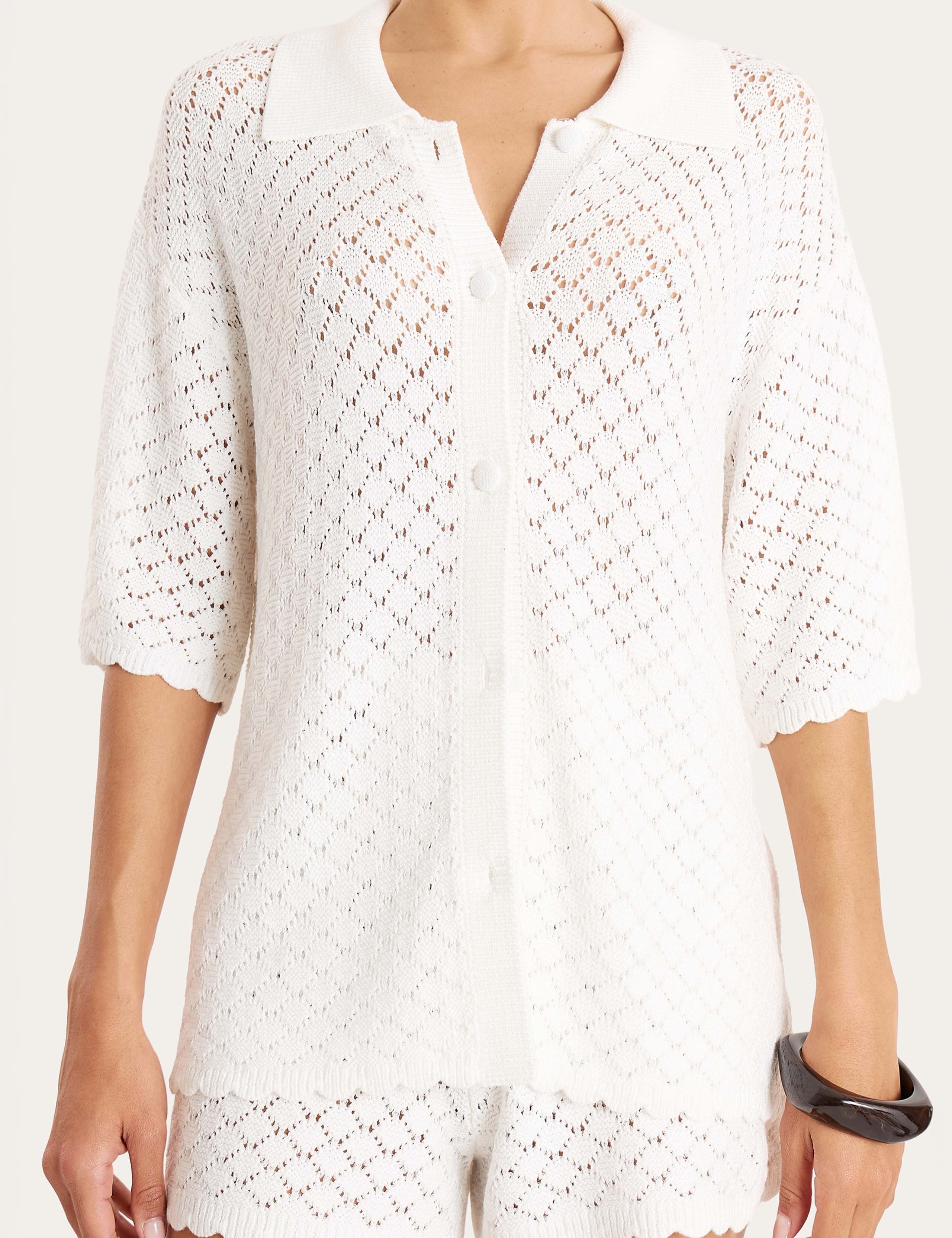 Relaxed Fit Knitted Pointelle Beach Shirt 3 of 13