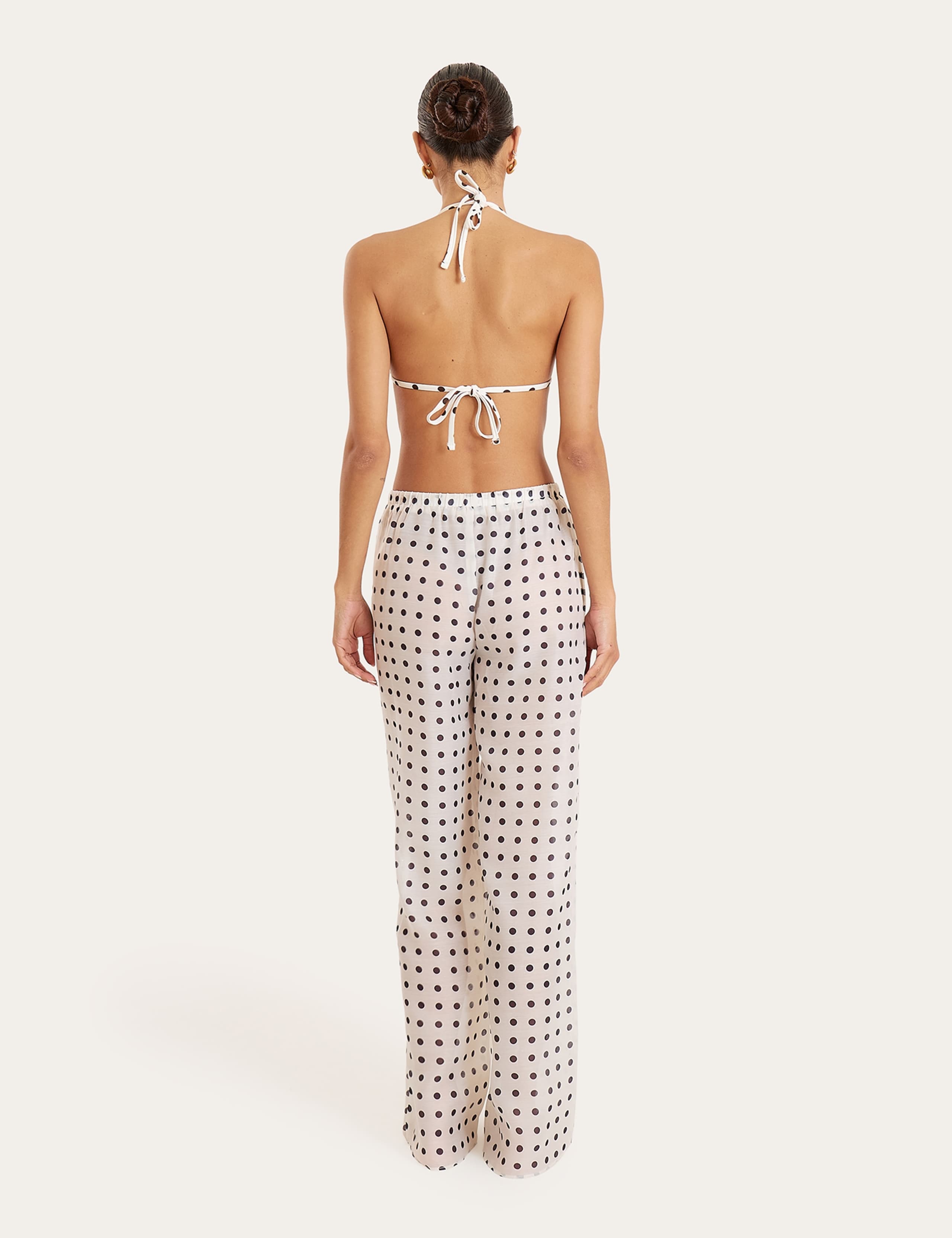 Polka Dot Drawstring Relaxed Beach Trousers 4 of 12