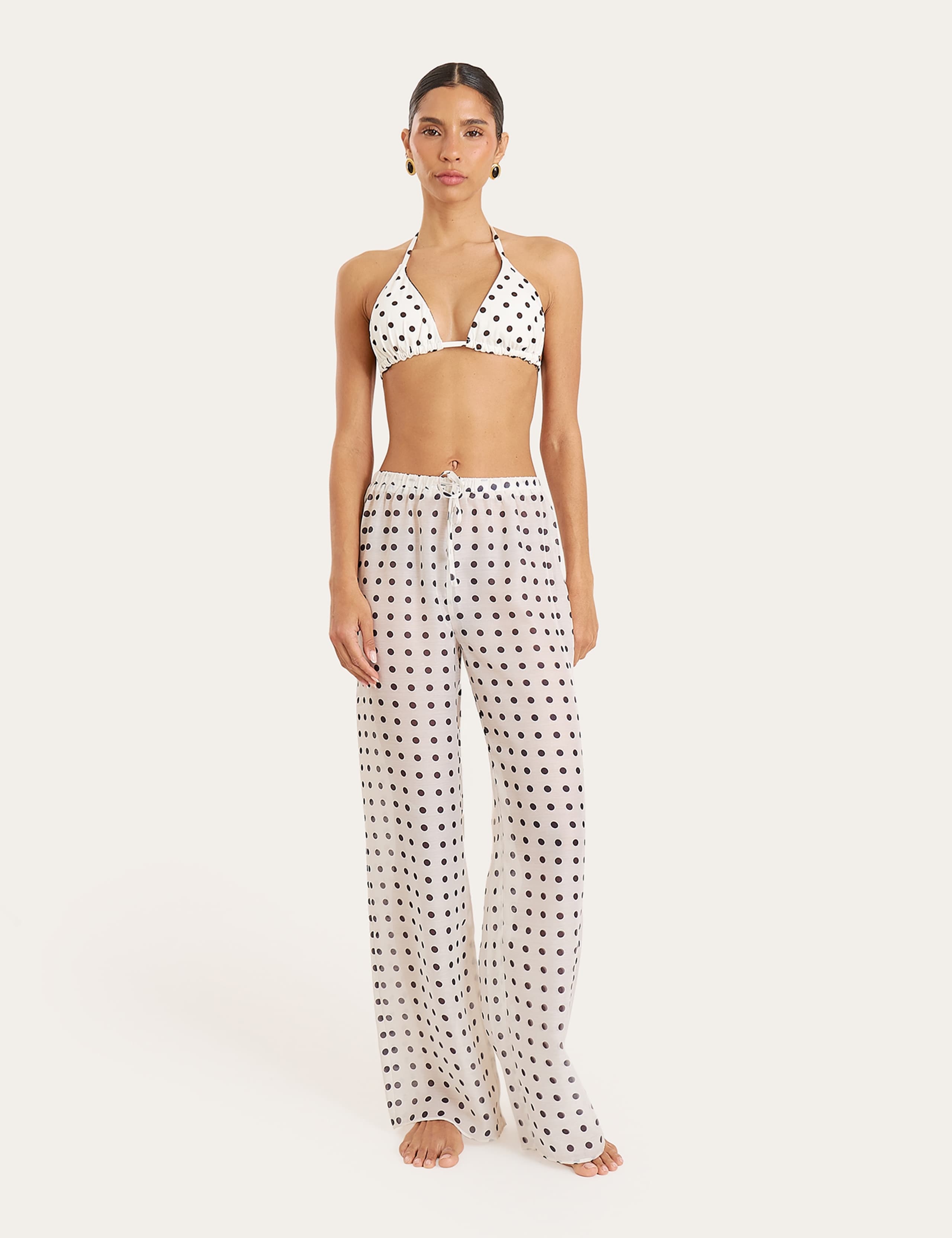 Polka Dot Drawstring Relaxed Beach Trousers 5 of 12