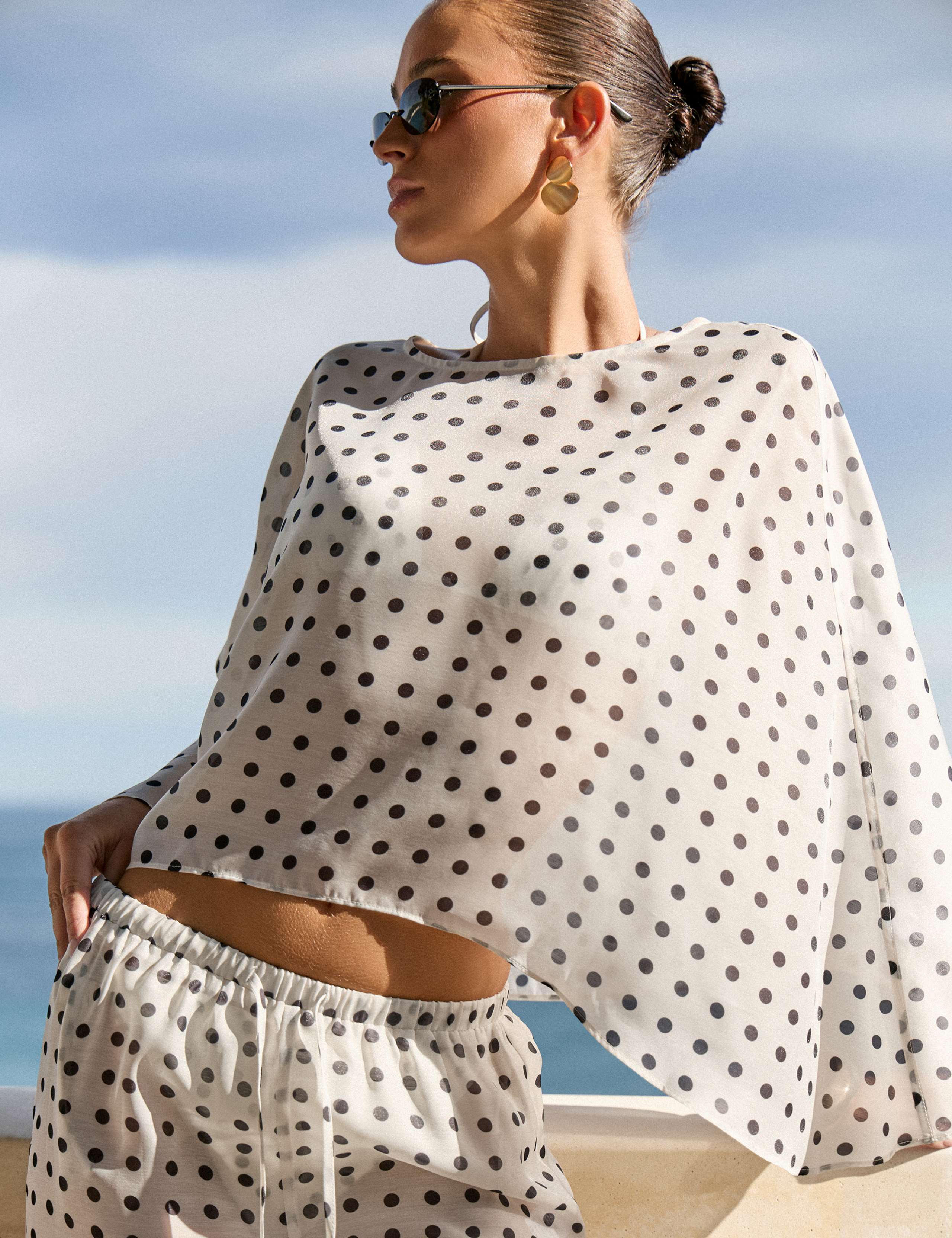 Polka Dot Drawstring Relaxed Beach Trousers 10 of 12