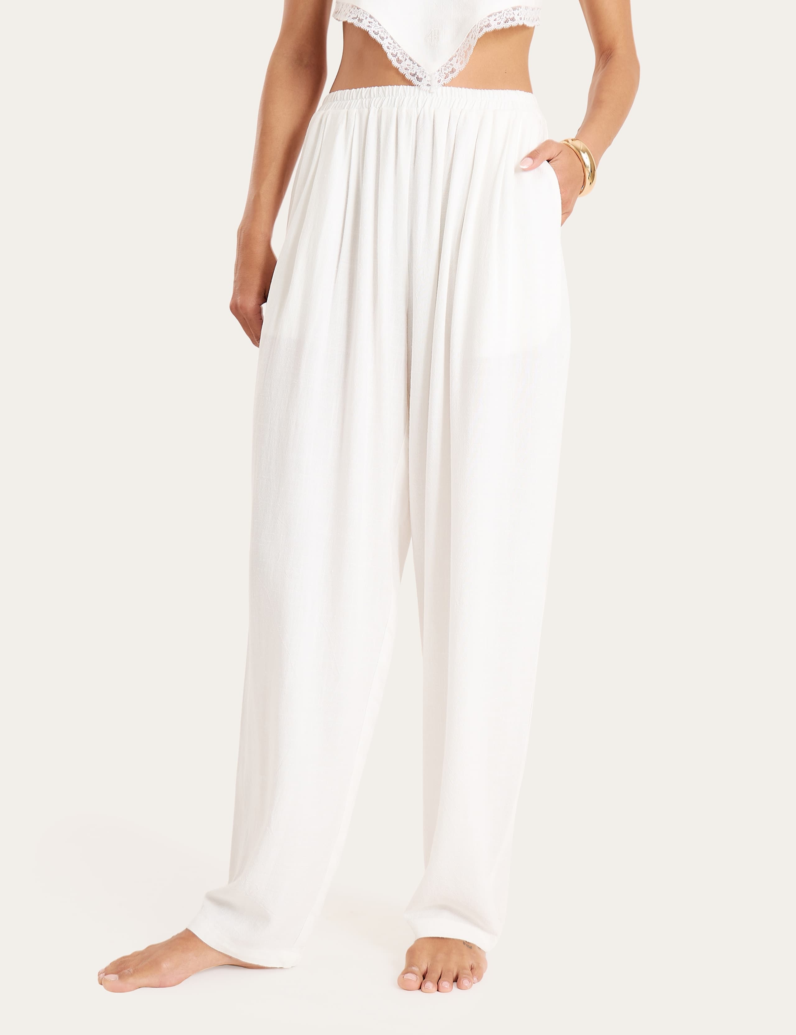 Elasticated Waist Barrel Leg Trousers 2 of 9