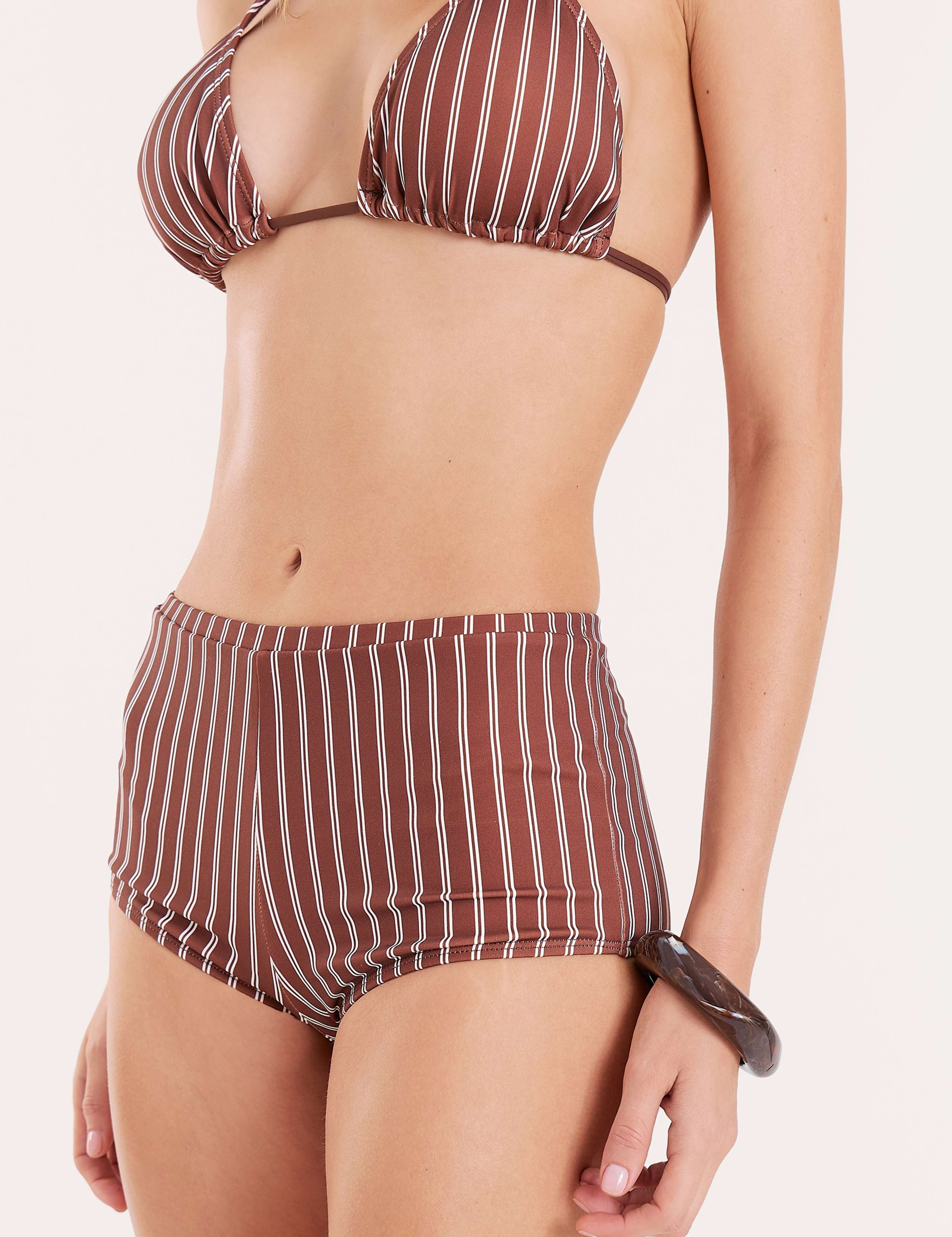 Striped High Waisted Swim Shorts 3 of 6