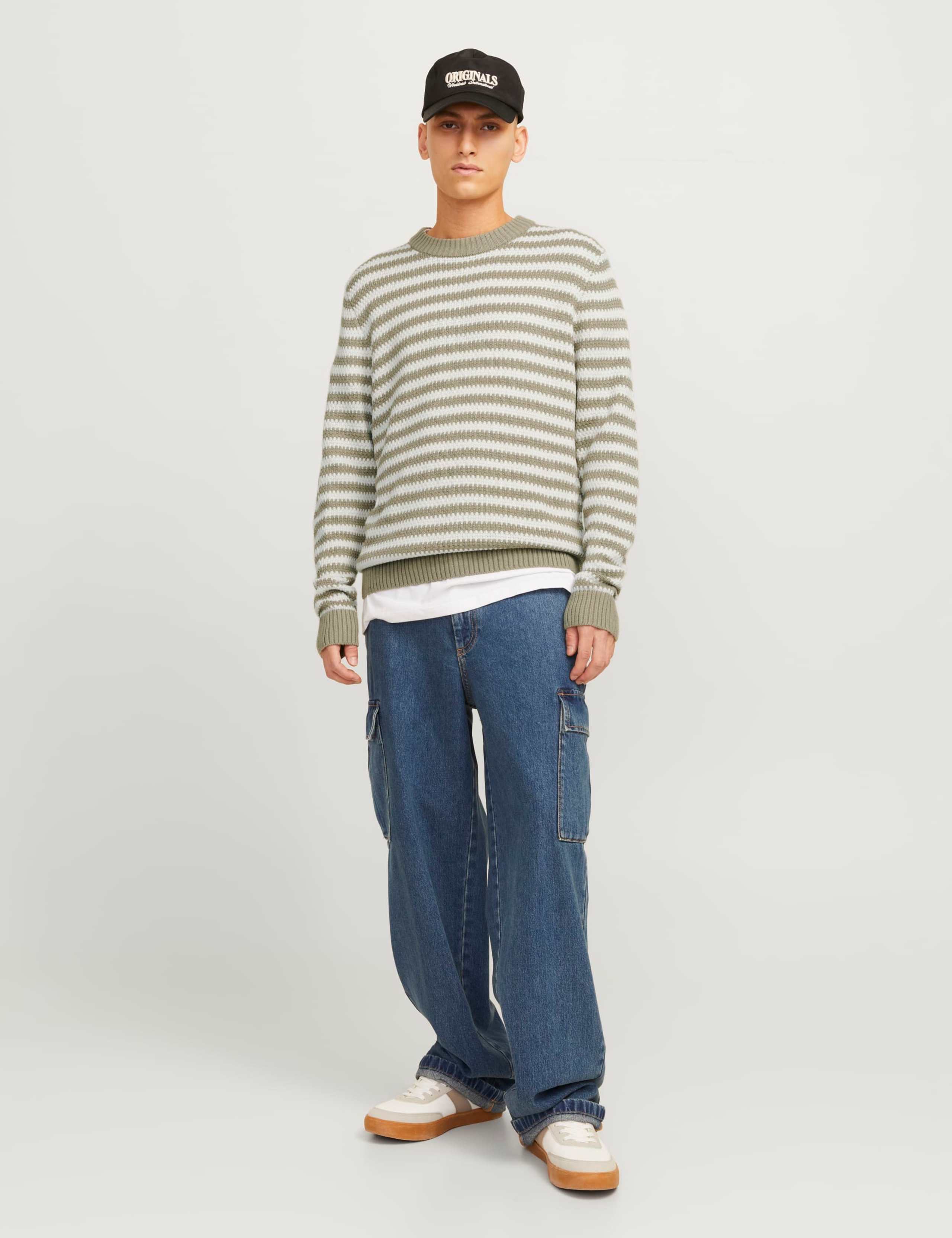 Cotton Blend Striped Crew Neck Jumper 4 of 9