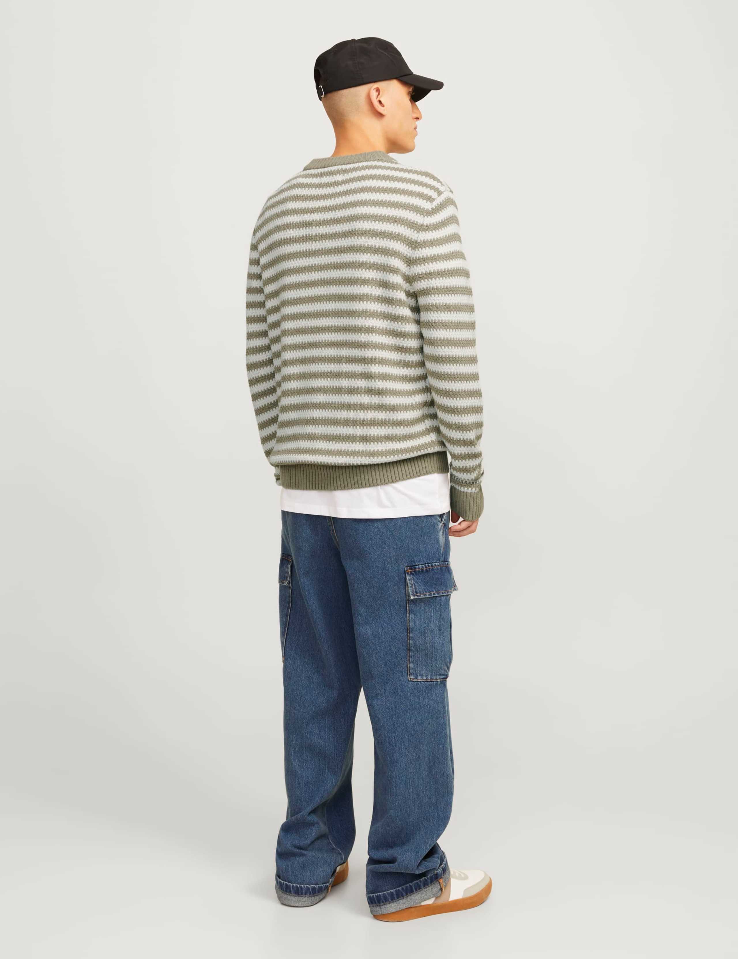 Cotton Blend Striped Crew Neck Jumper 5 of 9