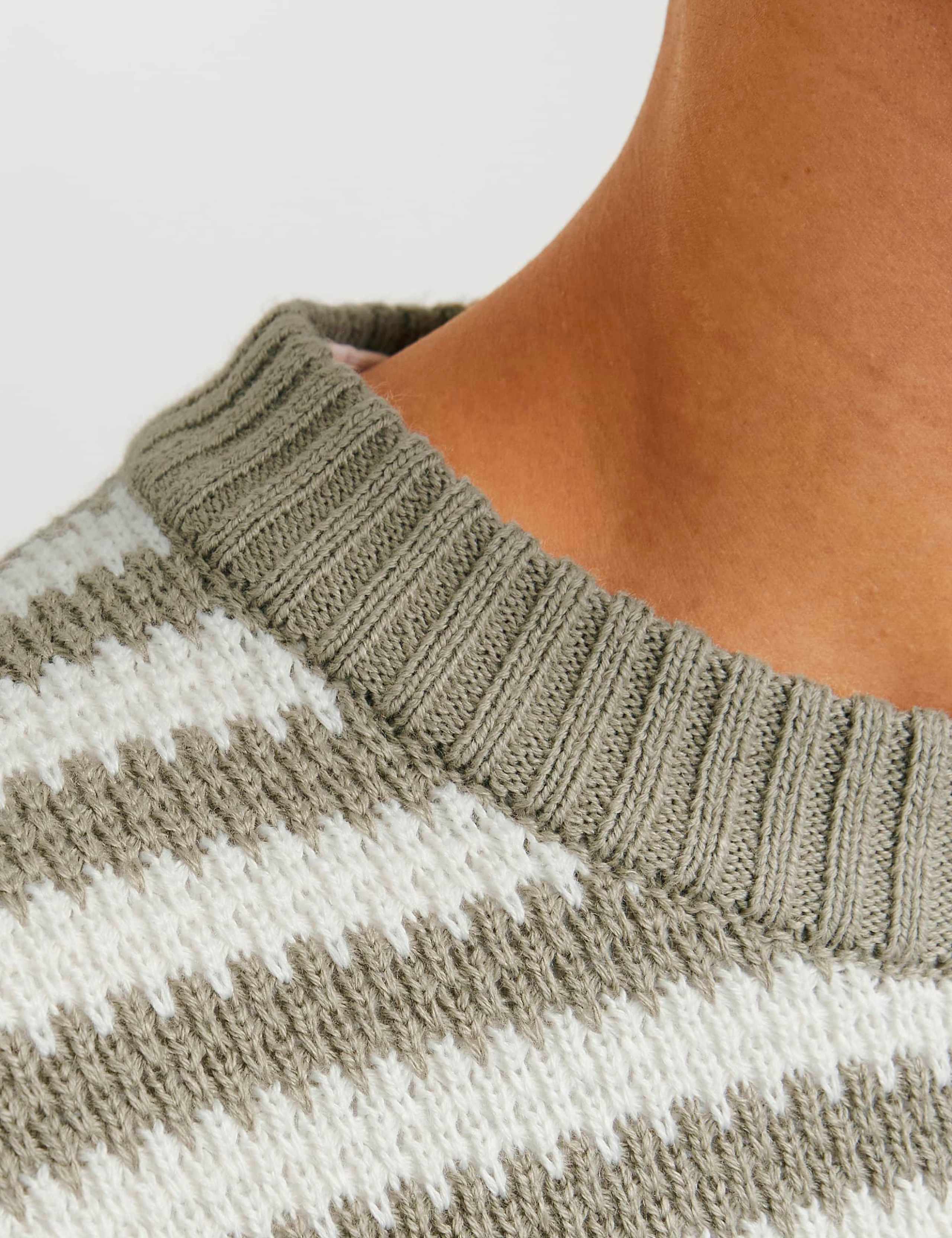 Cotton Blend Striped Crew Neck Jumper 6 of 9