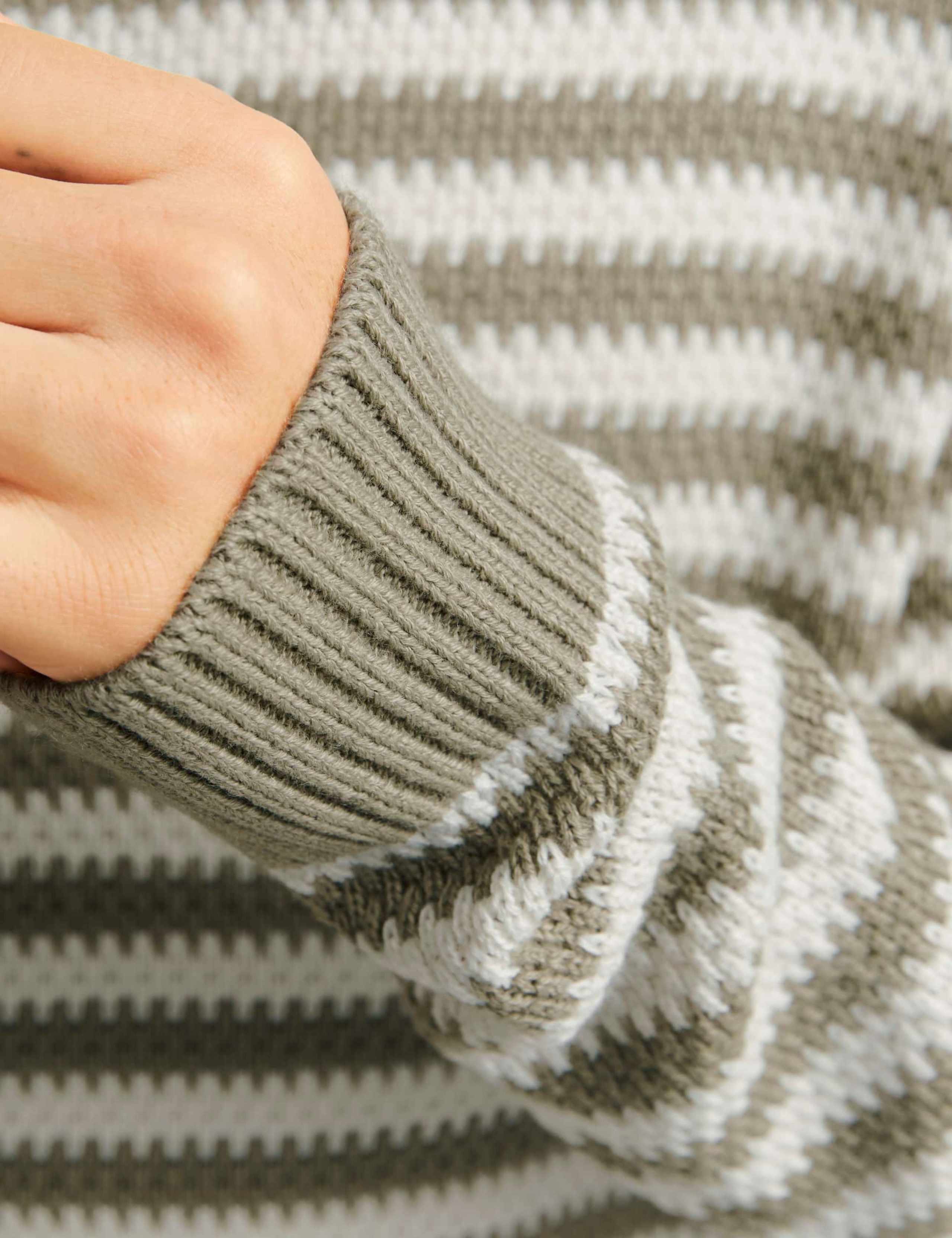 Cotton Blend Striped Crew Neck Jumper 7 of 9