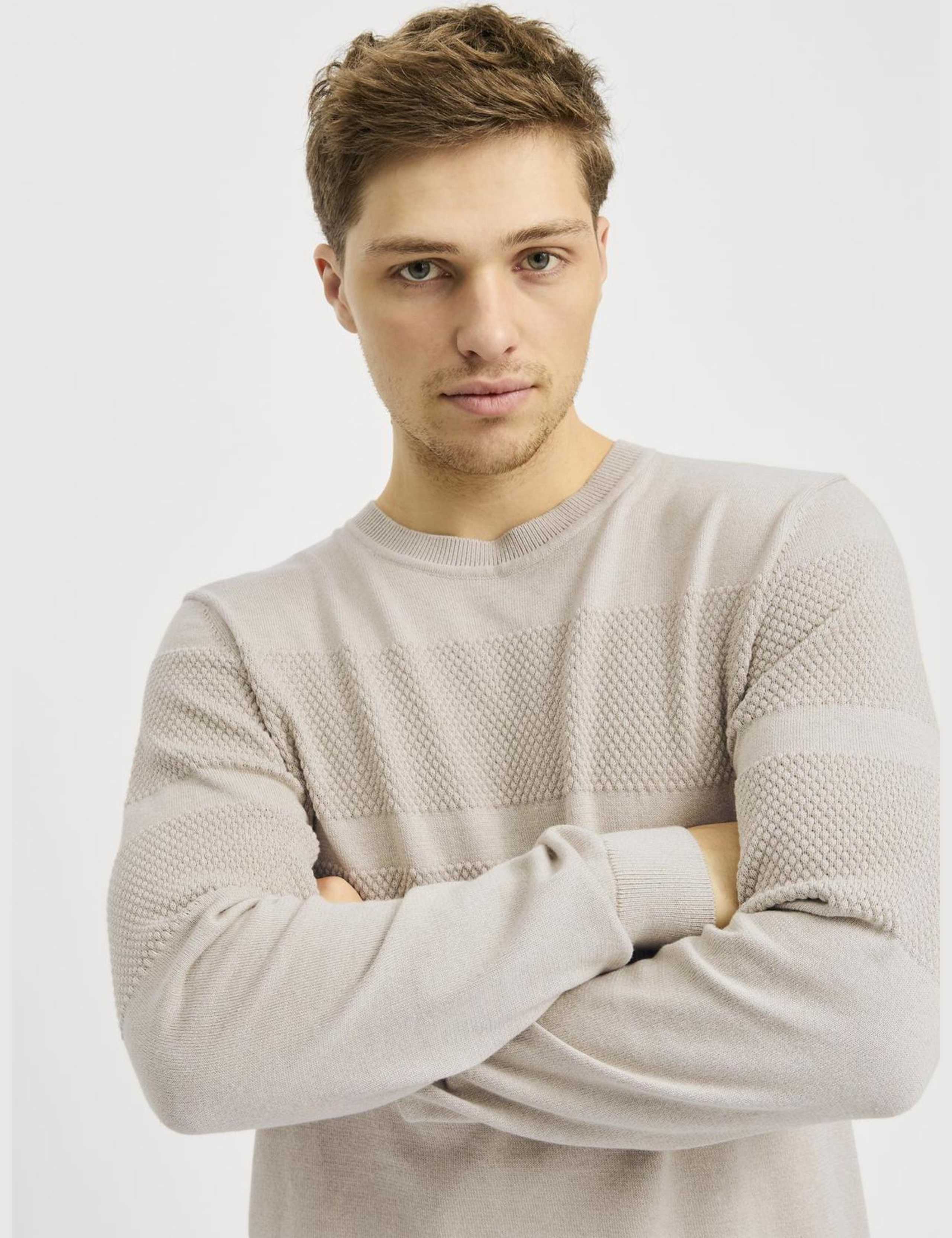 Cotton Blend Textured Crew Neck Jumper 4 of 7