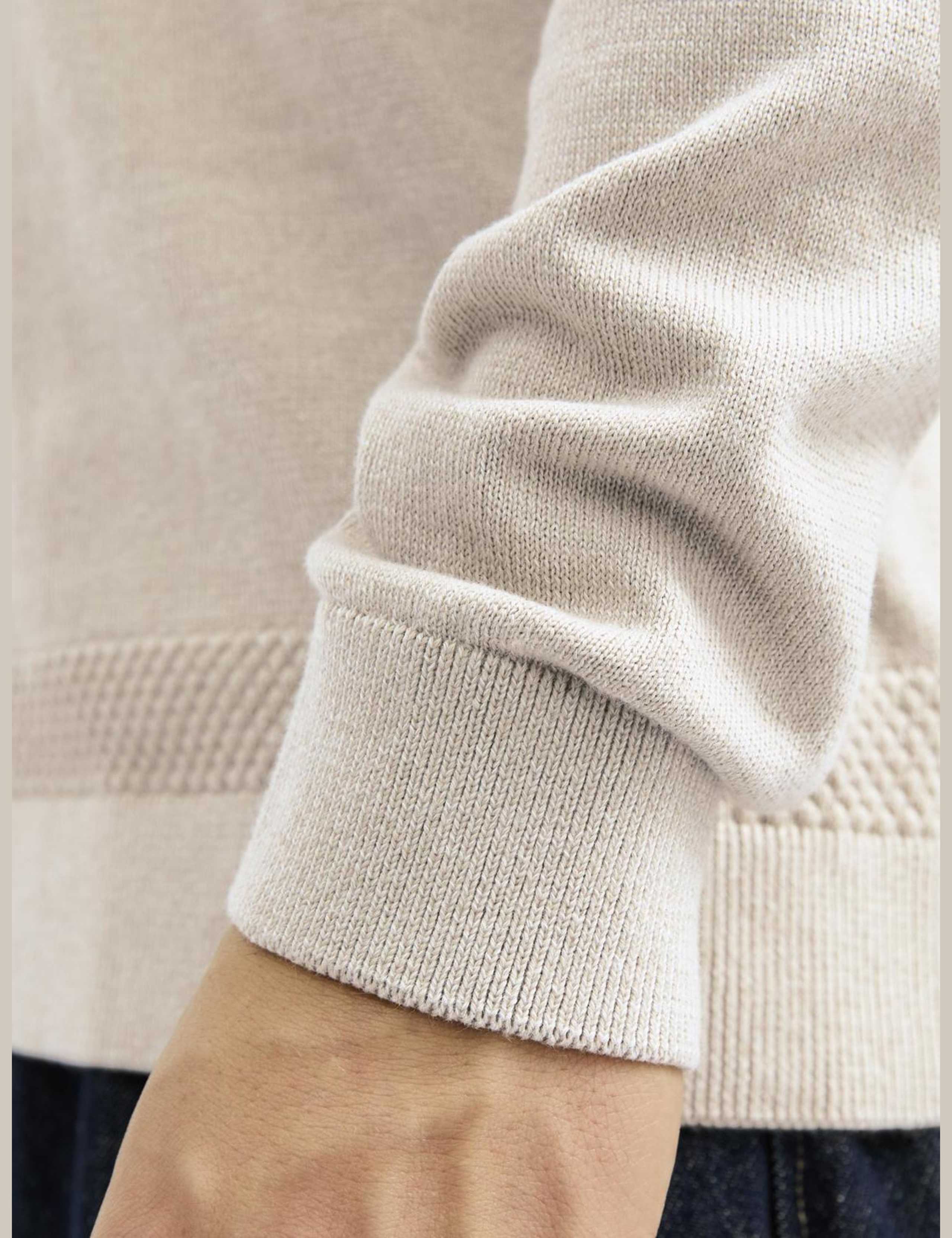 Cotton Blend Textured Crew Neck Jumper 6 of 7