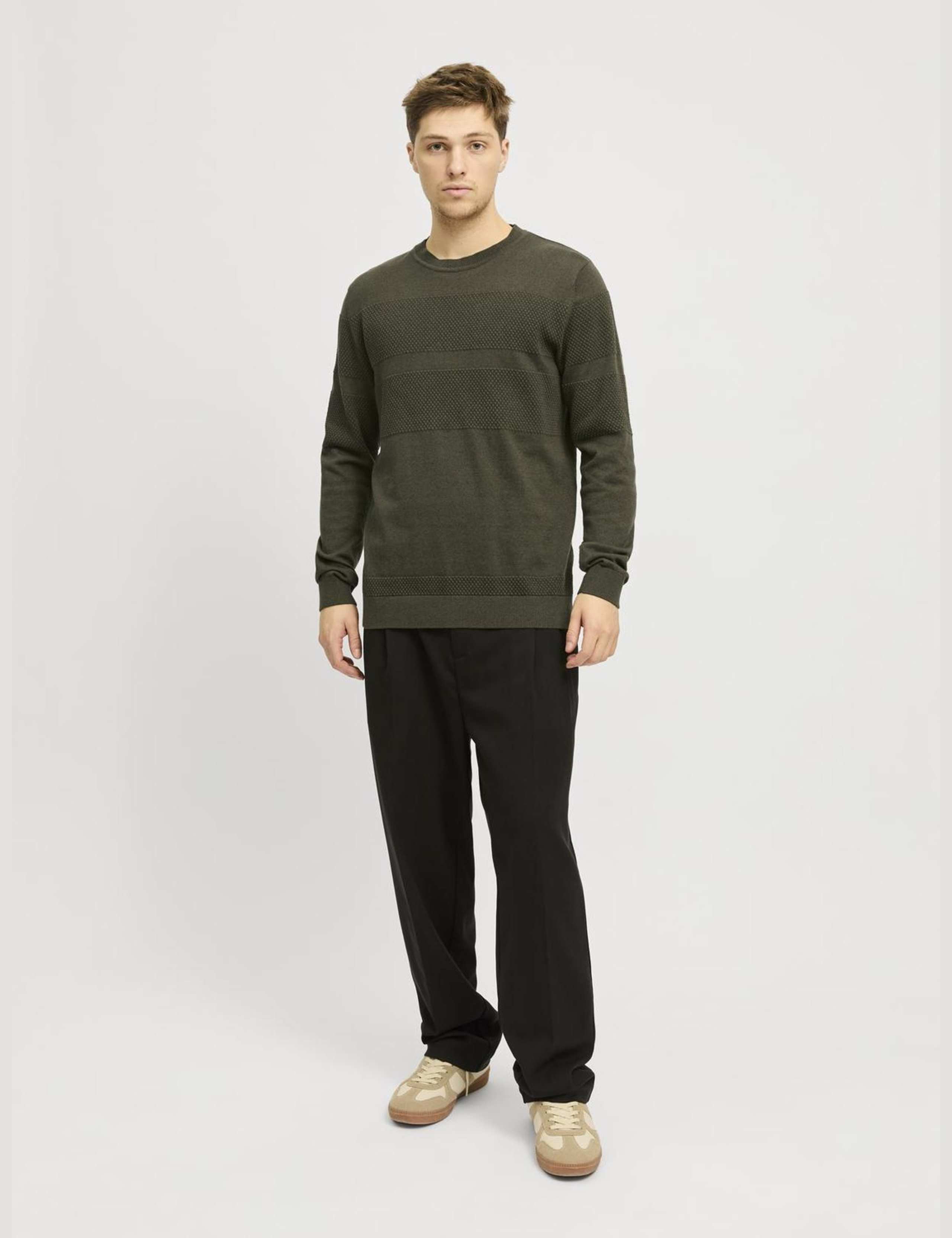 Cotton Blend Textured Crew Neck Jumper 3 of 7