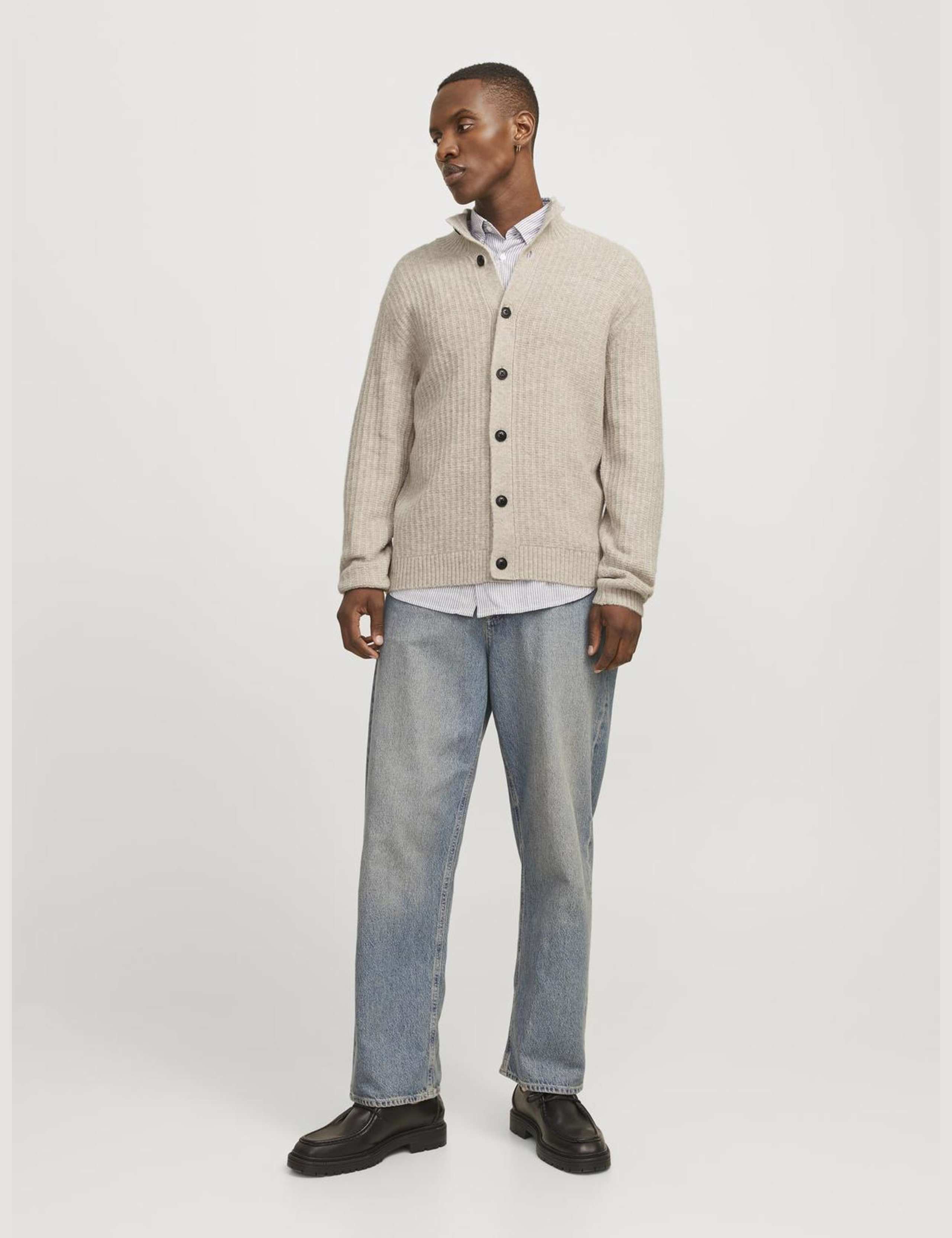 Ribbed Funnel Neck Cardigan 3 of 6