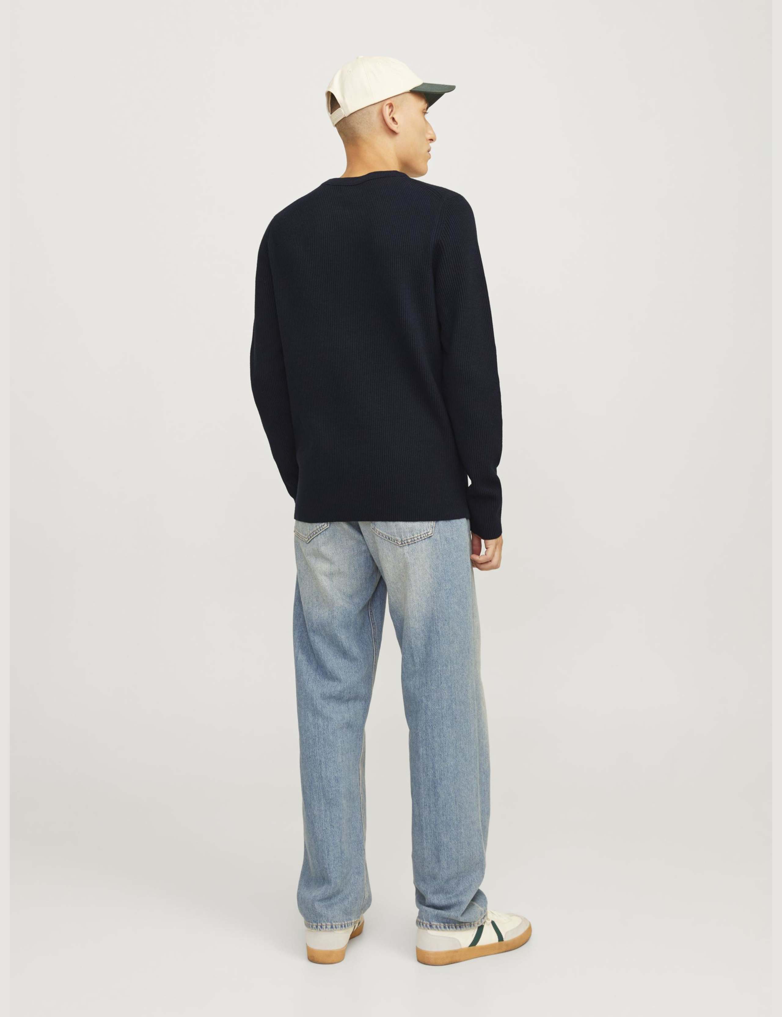 Cotton Blend RibbedCrew Neck Jumper 4 of 7