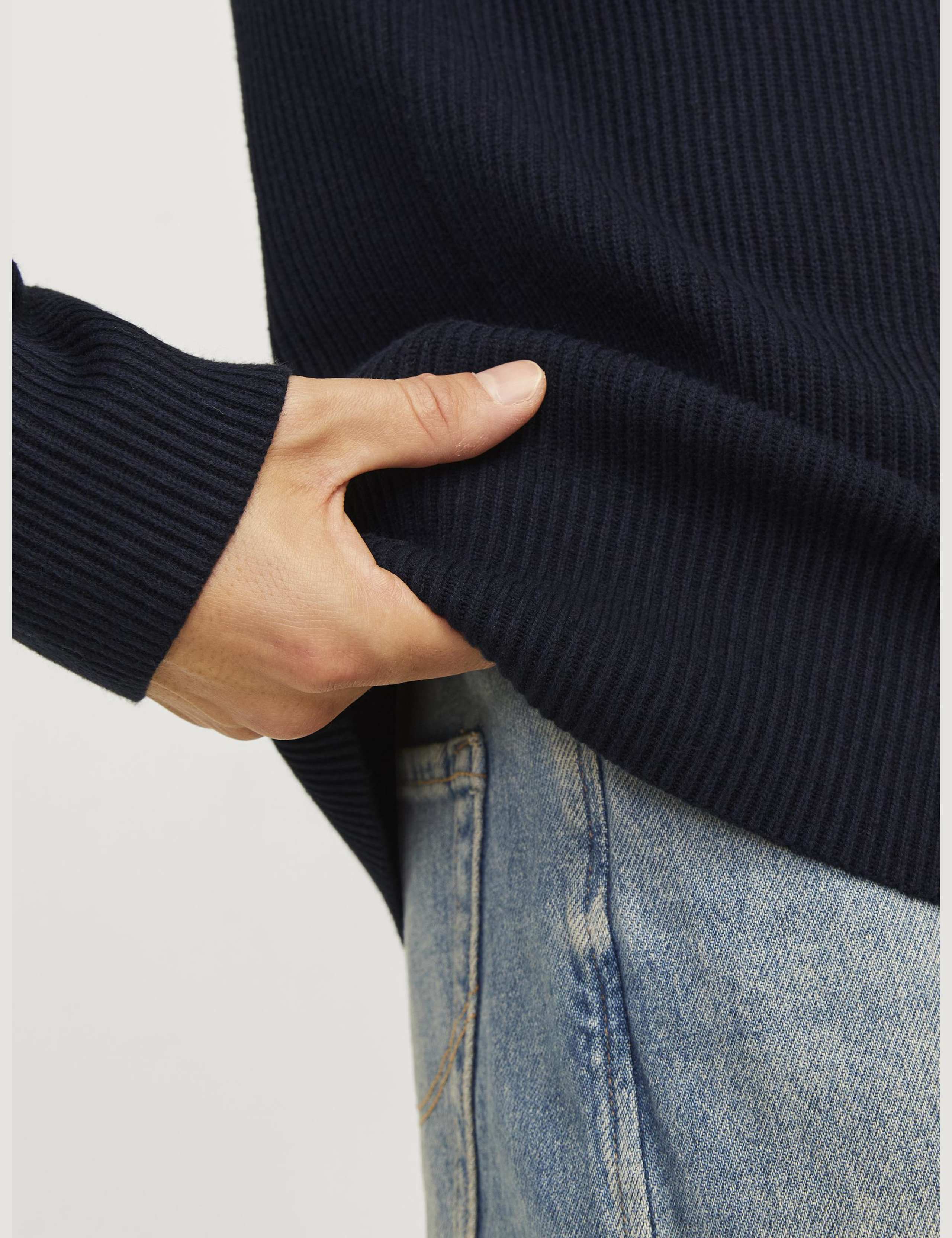Cotton Blend RibbedCrew Neck Jumper 5 of 7