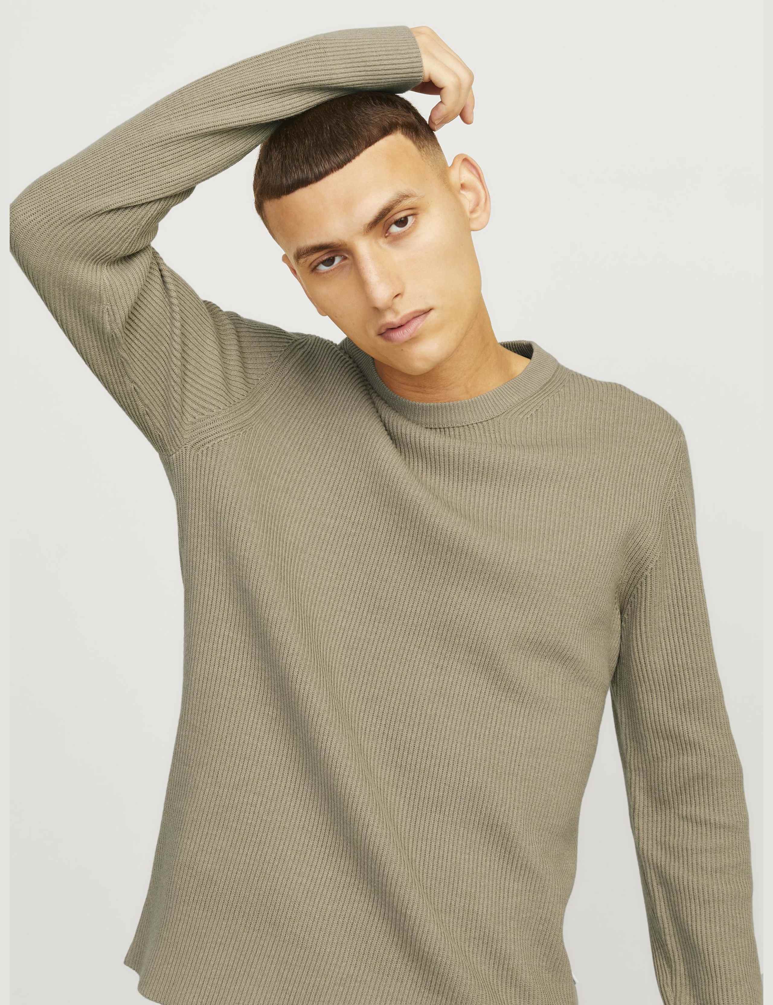 Cotton Blend RibbedCrew Neck Jumper 3 of 7