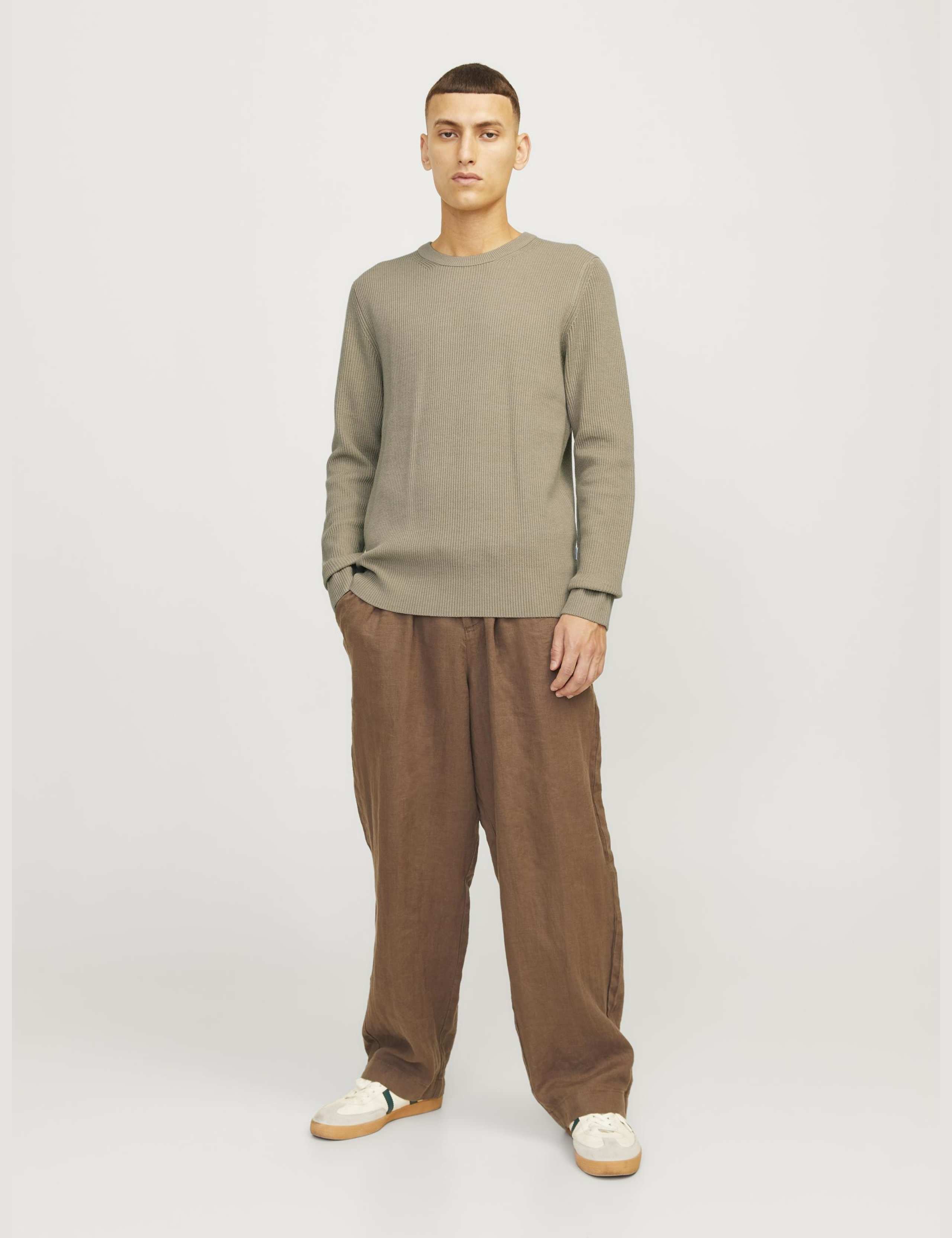 Cotton Blend RibbedCrew Neck Jumper 4 of 7