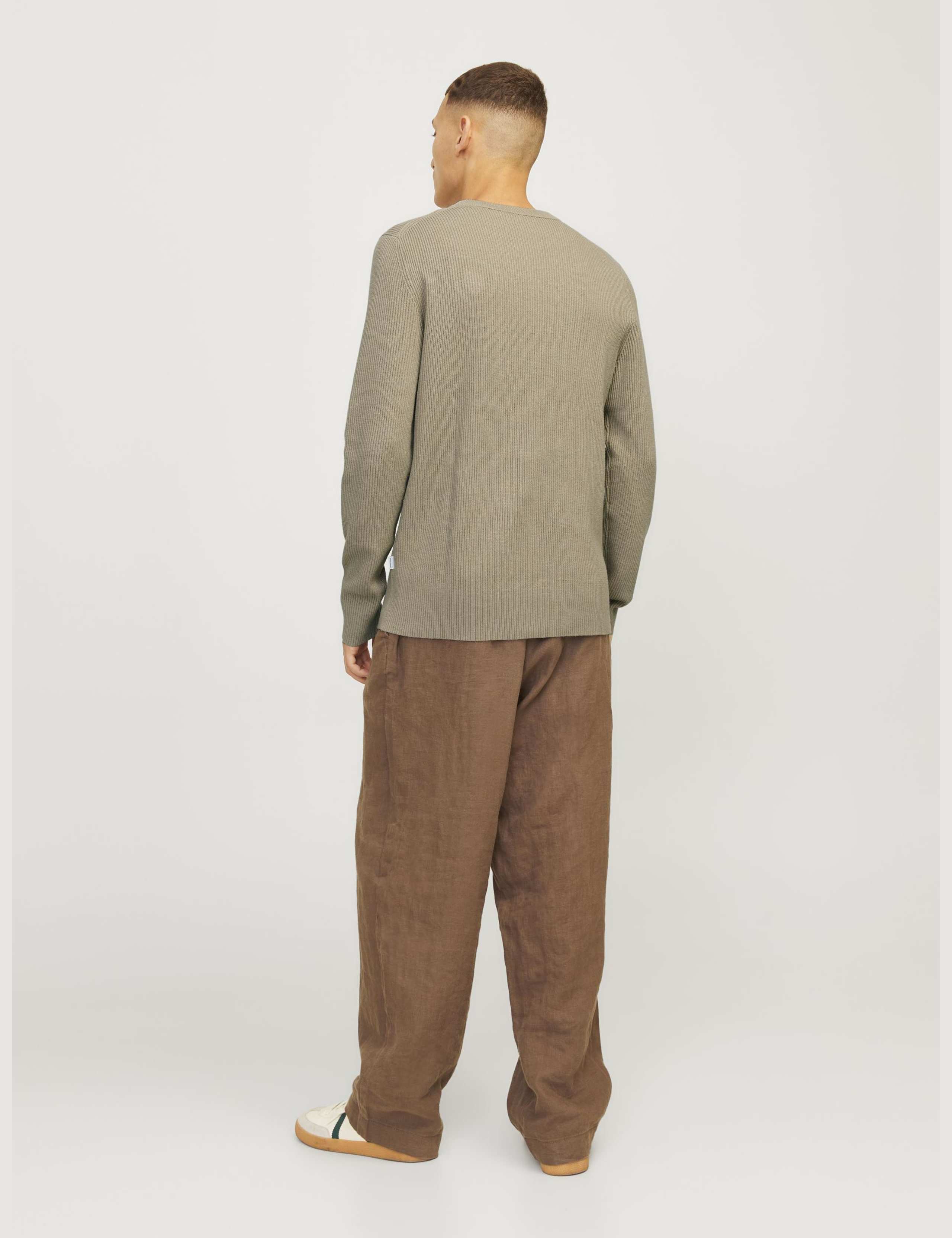 Cotton Blend RibbedCrew Neck Jumper 5 of 7