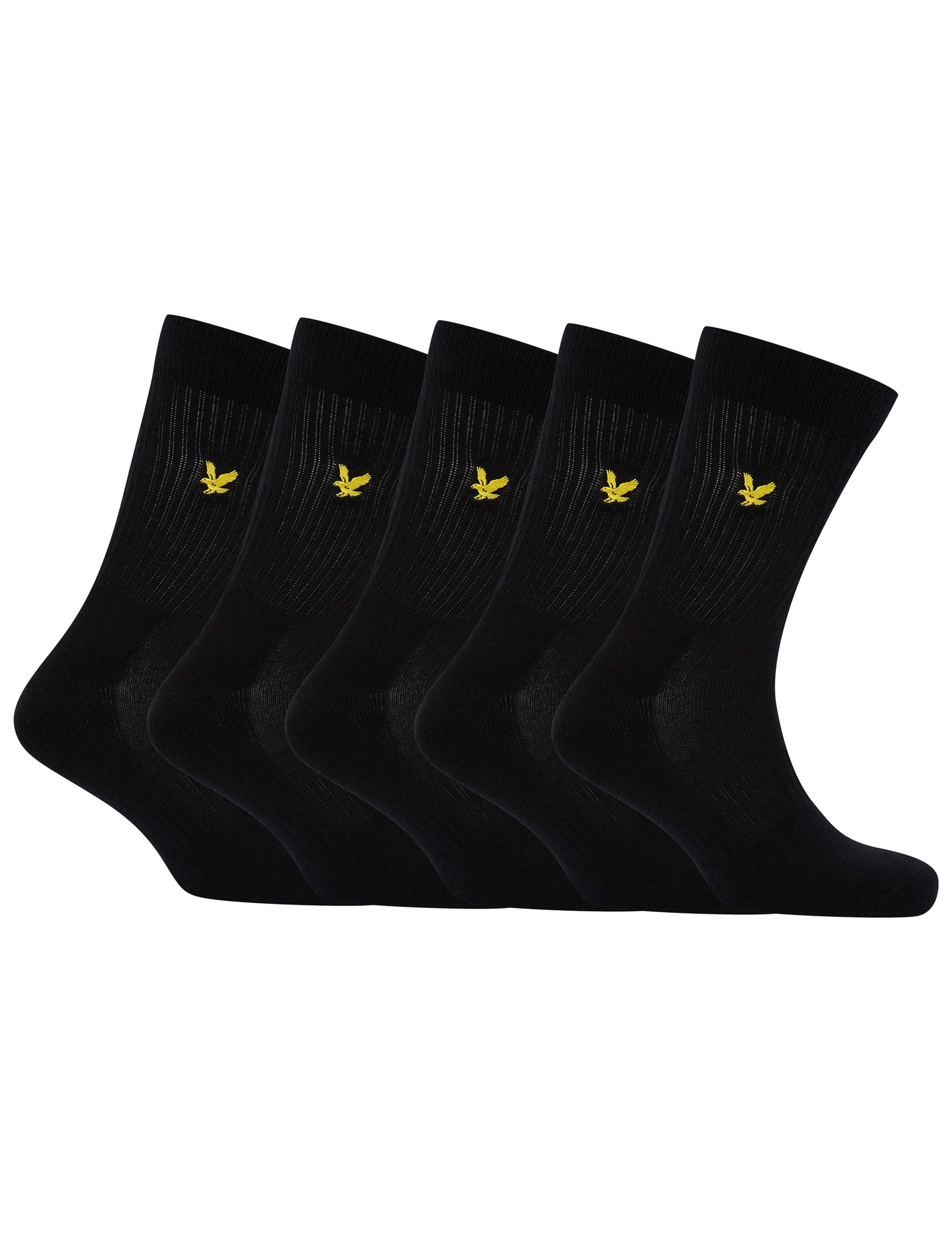 5 Pack Embroidered Cotton Rich Trainer Socks 1 of 2
