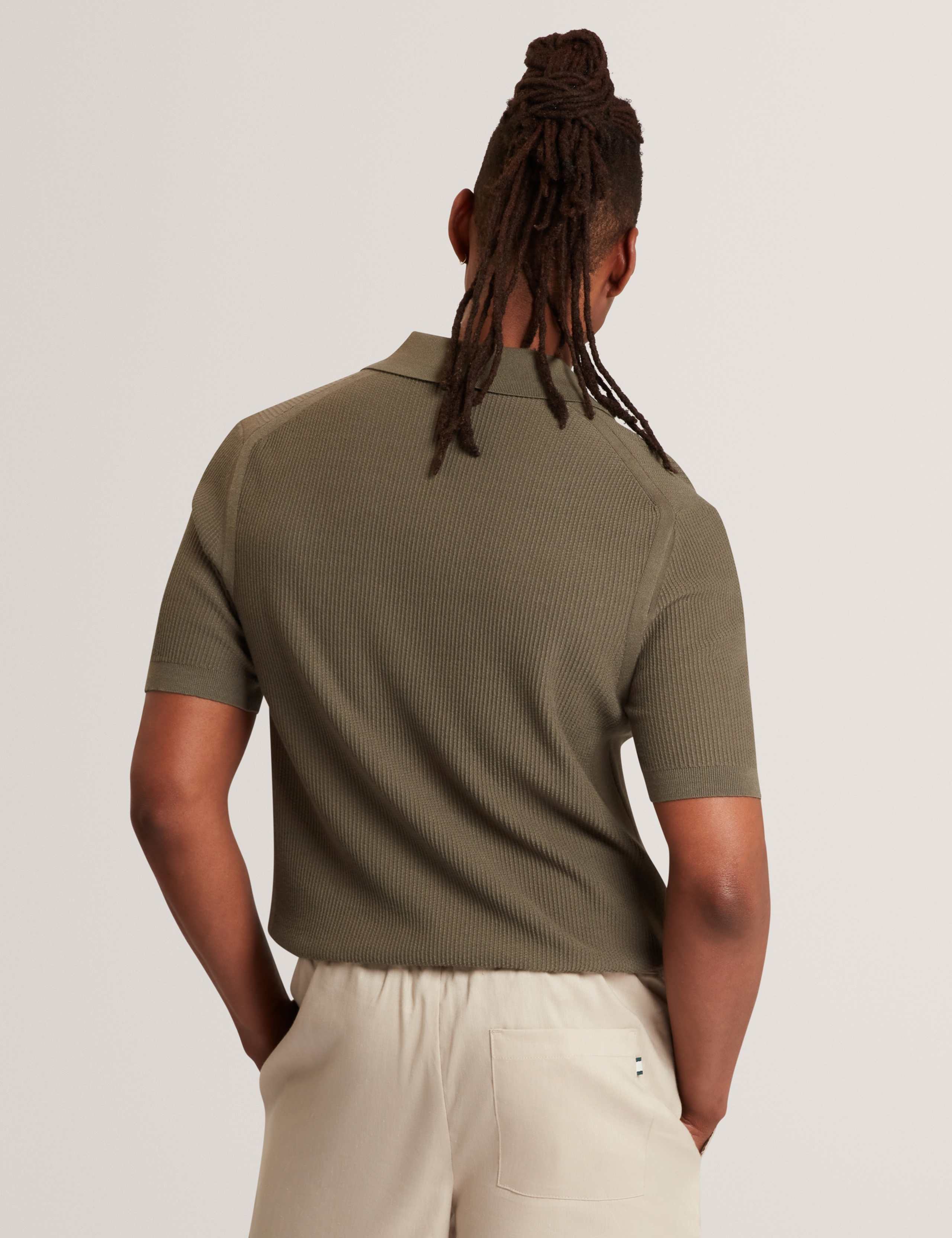 Textured Open Neck Knitted Polo Shirt 4 of 6