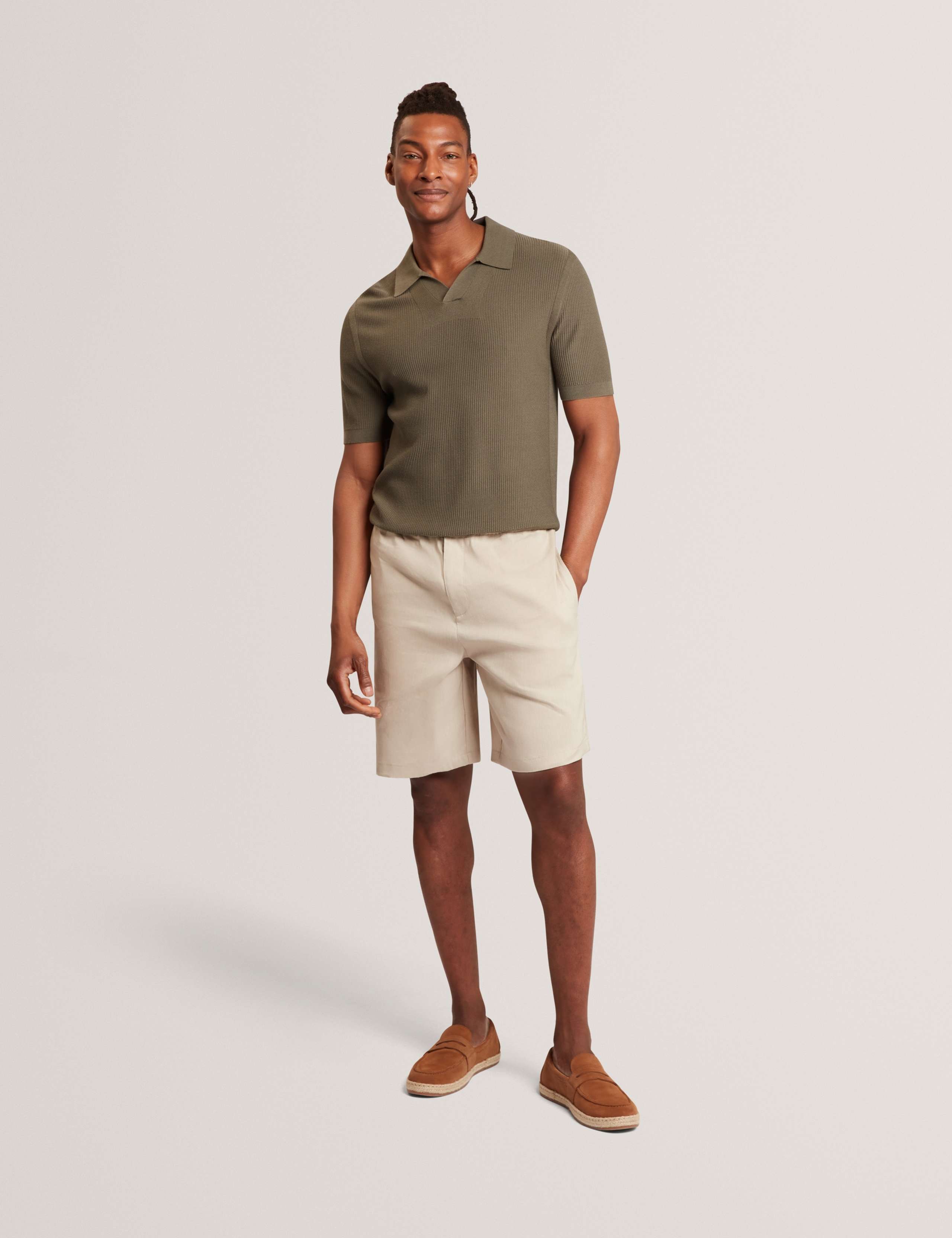 Textured Open Neck Knitted Polo Shirt 5 of 6
