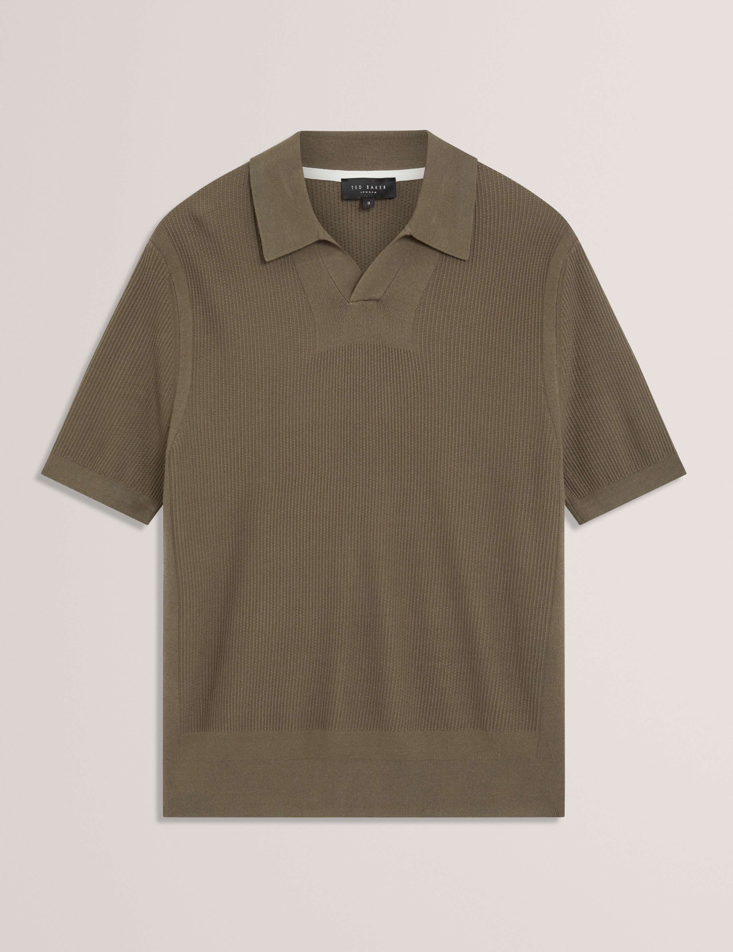 Textured Open Neck Knitted Polo Shirt 2 of 6