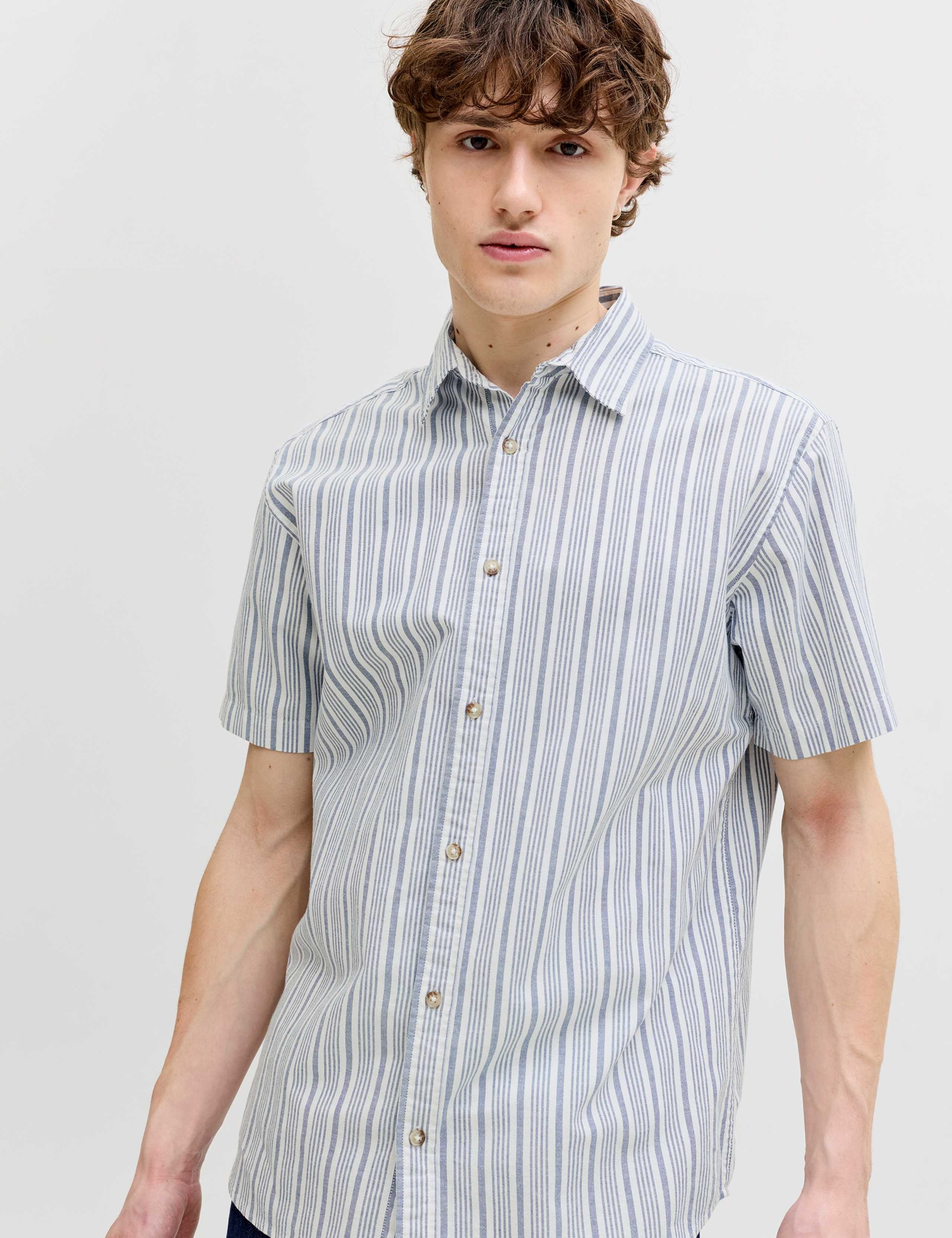Pure Cotton Stripe Short Sleeve Shirt 2 of 6