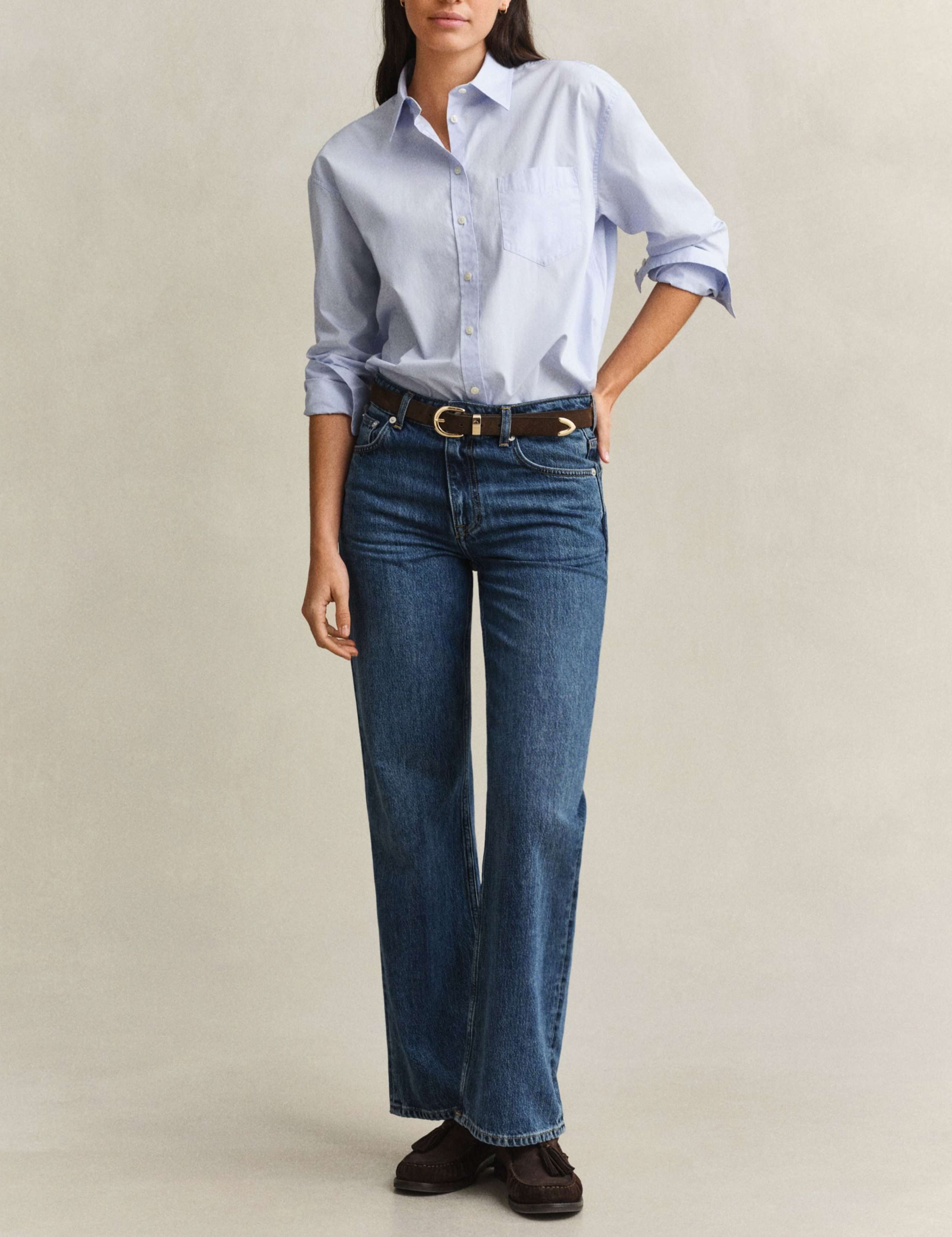 Lyocell Blend Mid Rise Straight Leg Jeans 3 of 8