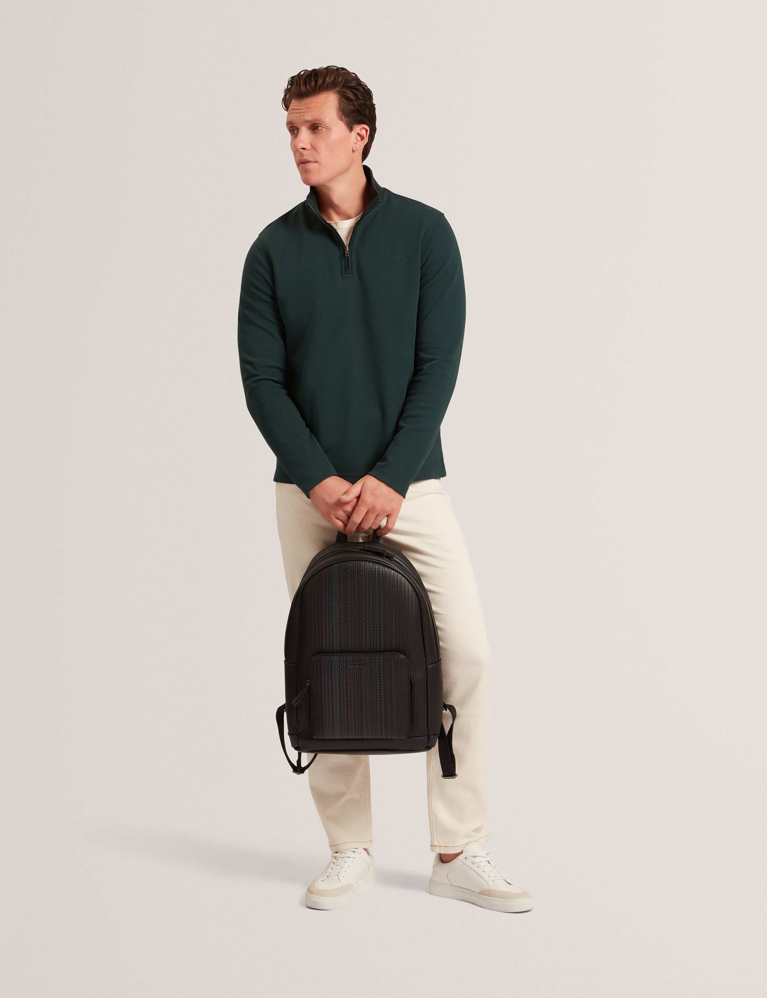 Cotton Rich Honeycomb Trim Half Zip Sweatshirt 2 of 3