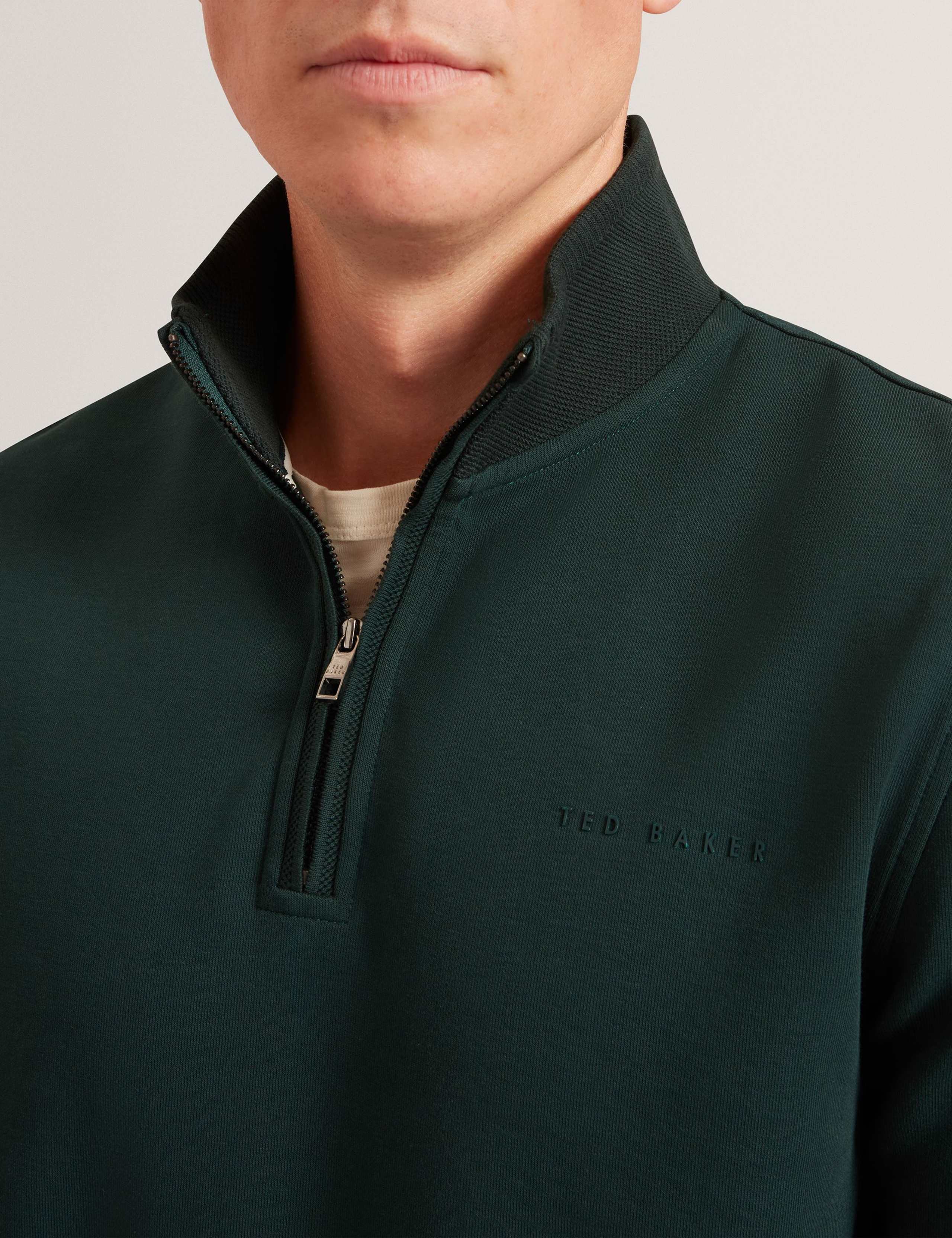 Cotton Rich Honeycomb Trim Half Zip Sweatshirt 3 of 3