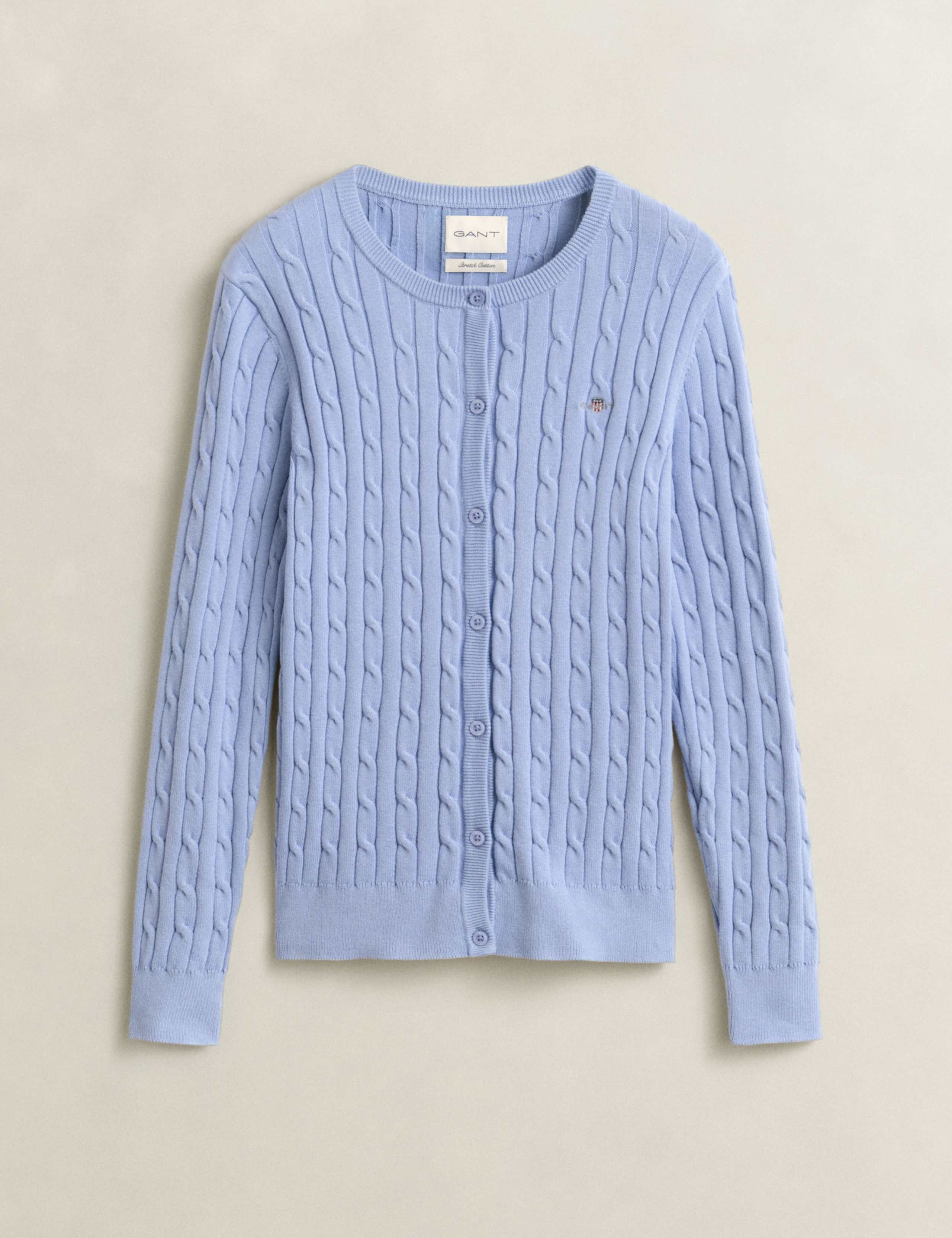 Cotton Rich Cable Knit Cardigan 1 of 3