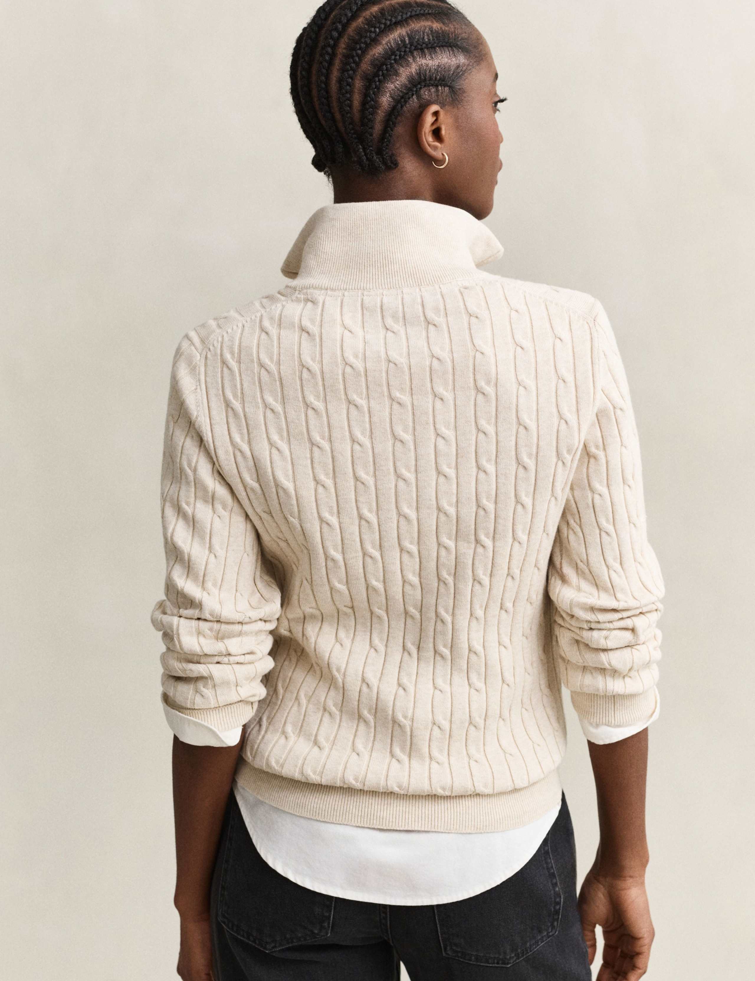 Cotton Rich Cable Knit Half Zip Jumper 4 of 5