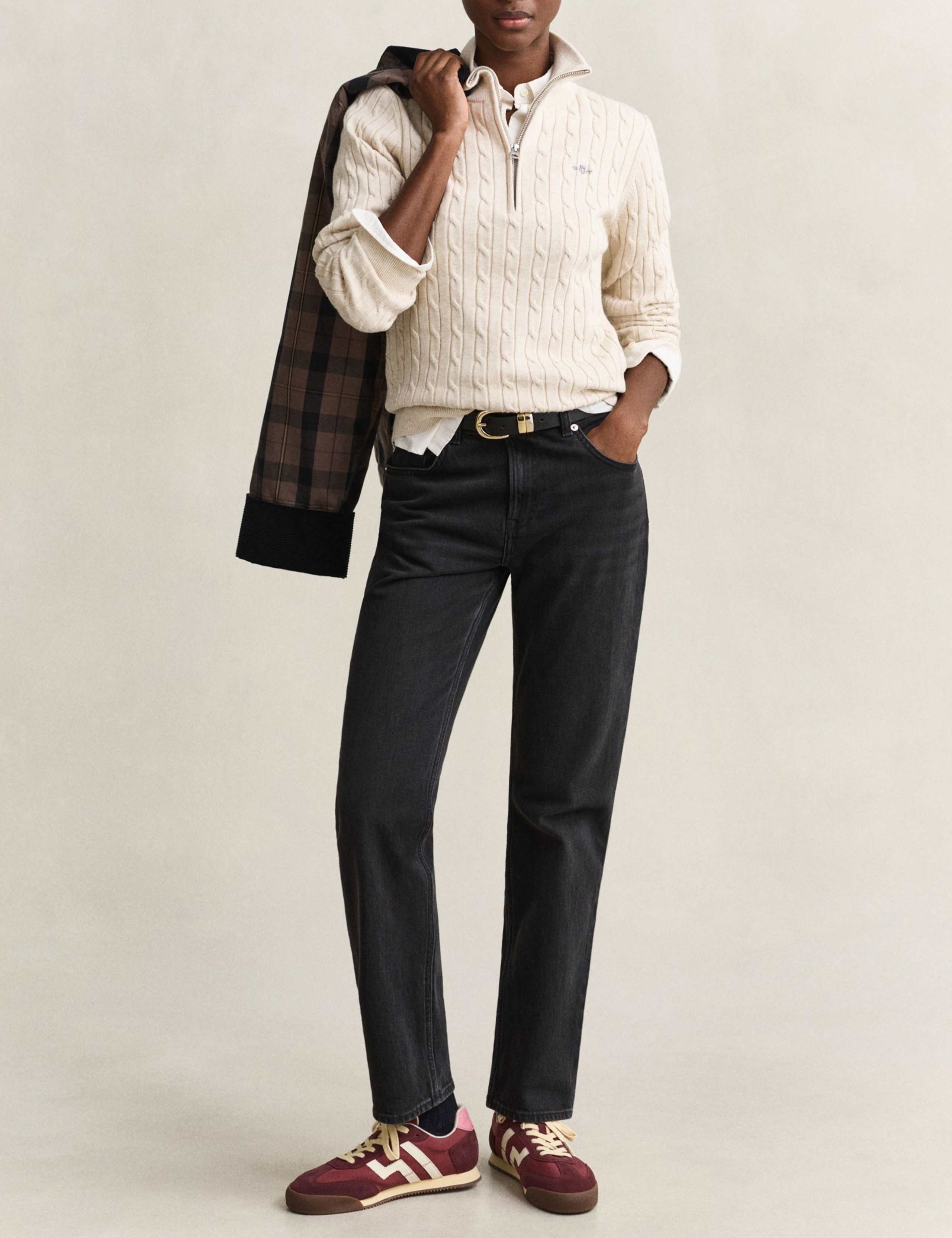 Cotton Rich Cable Knit Half Zip Jumper 5 of 5