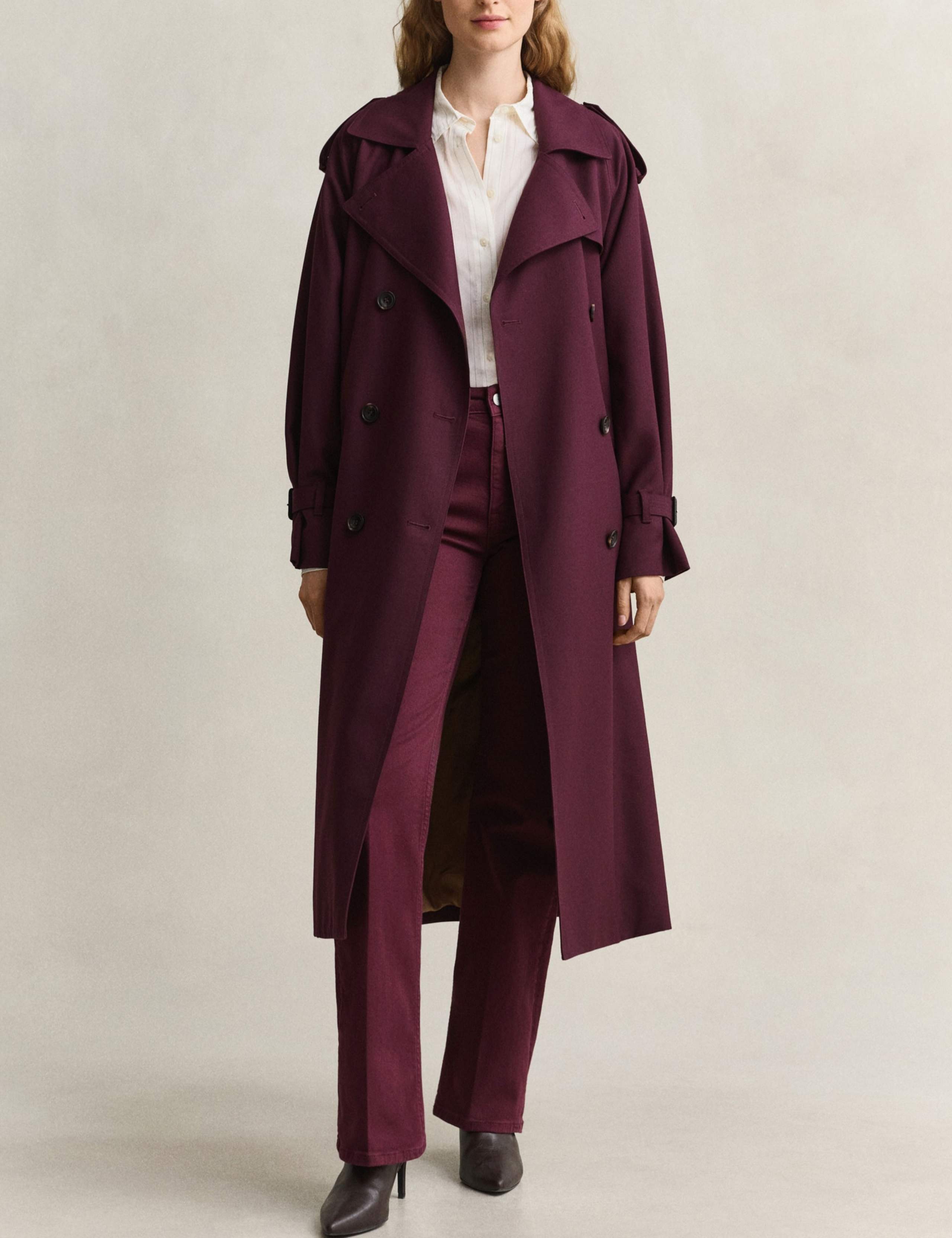 Wool Blend Belted Trench Coat 1 of 11