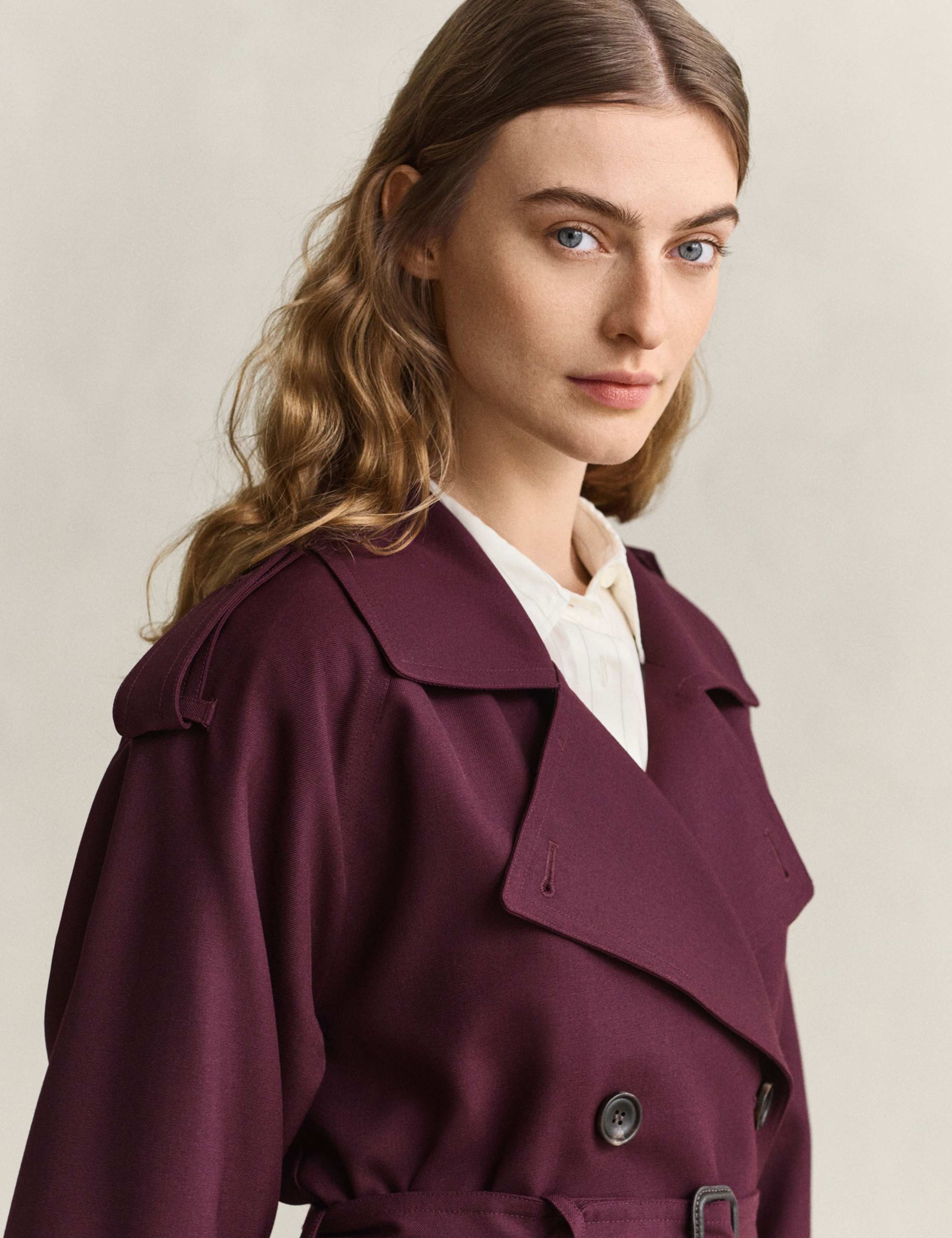 Wool Blend Belted Trench Coat 3 of 11