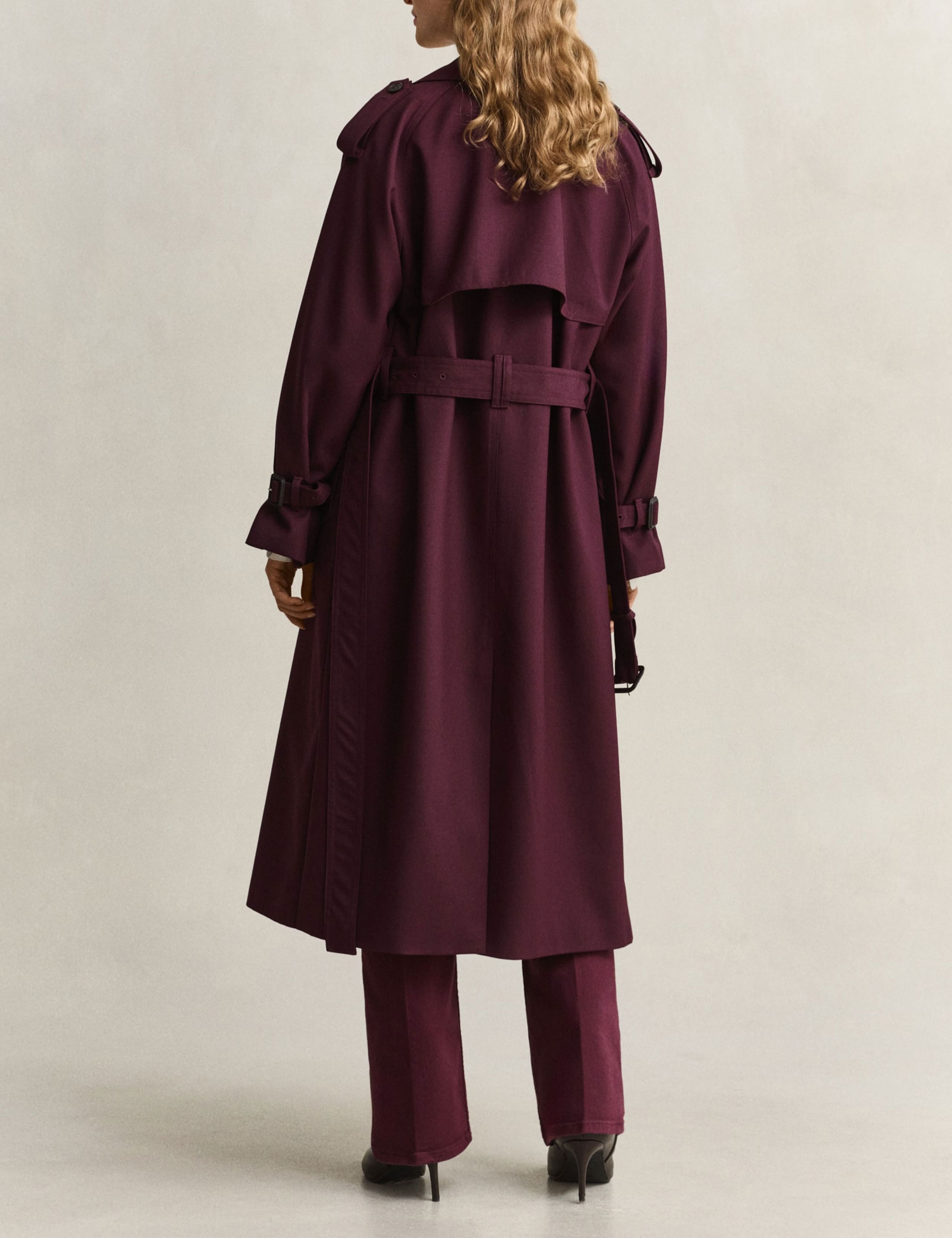 Wool Blend Belted Trench Coat 4 of 11
