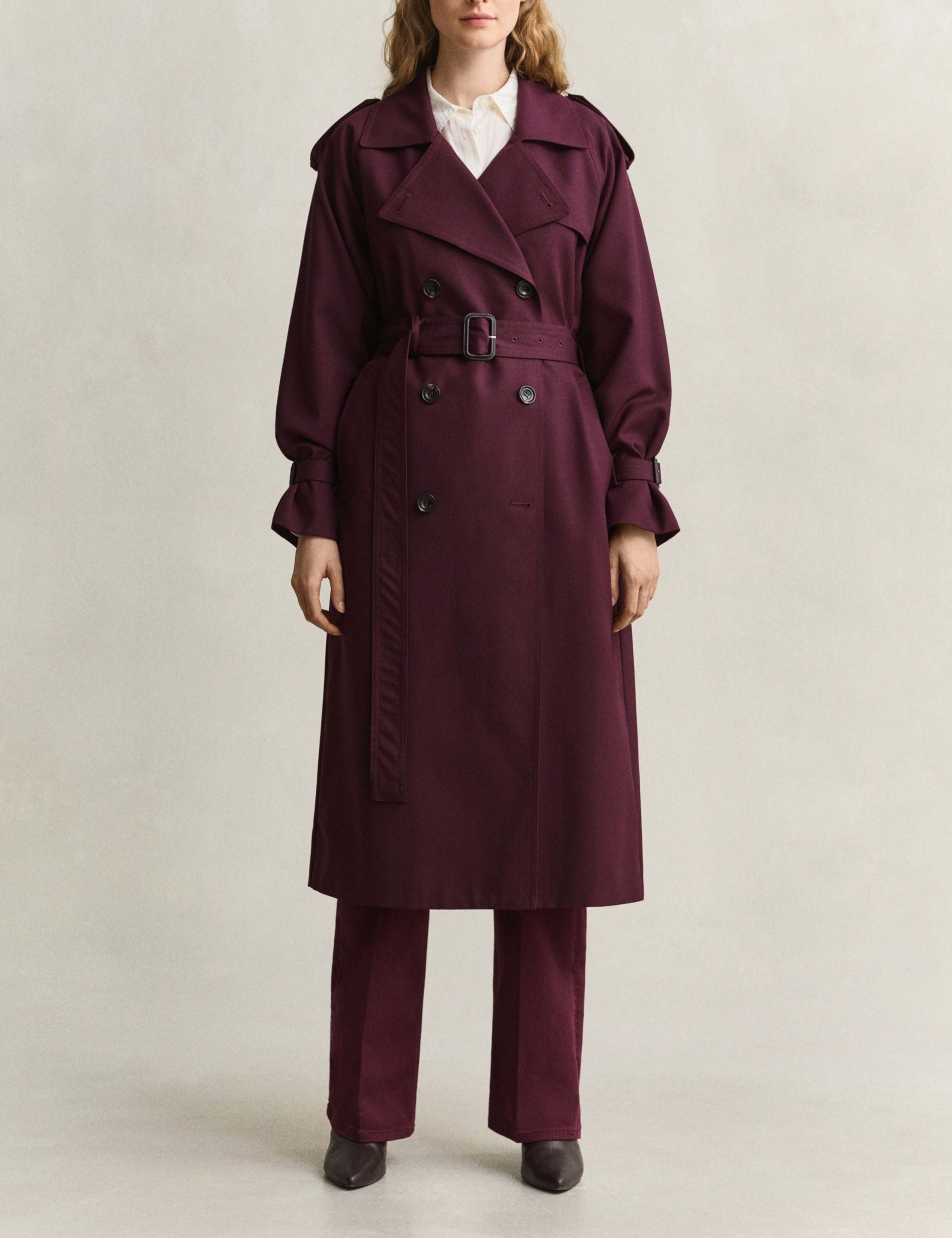 Wool Blend Belted Trench Coat 6 of 11