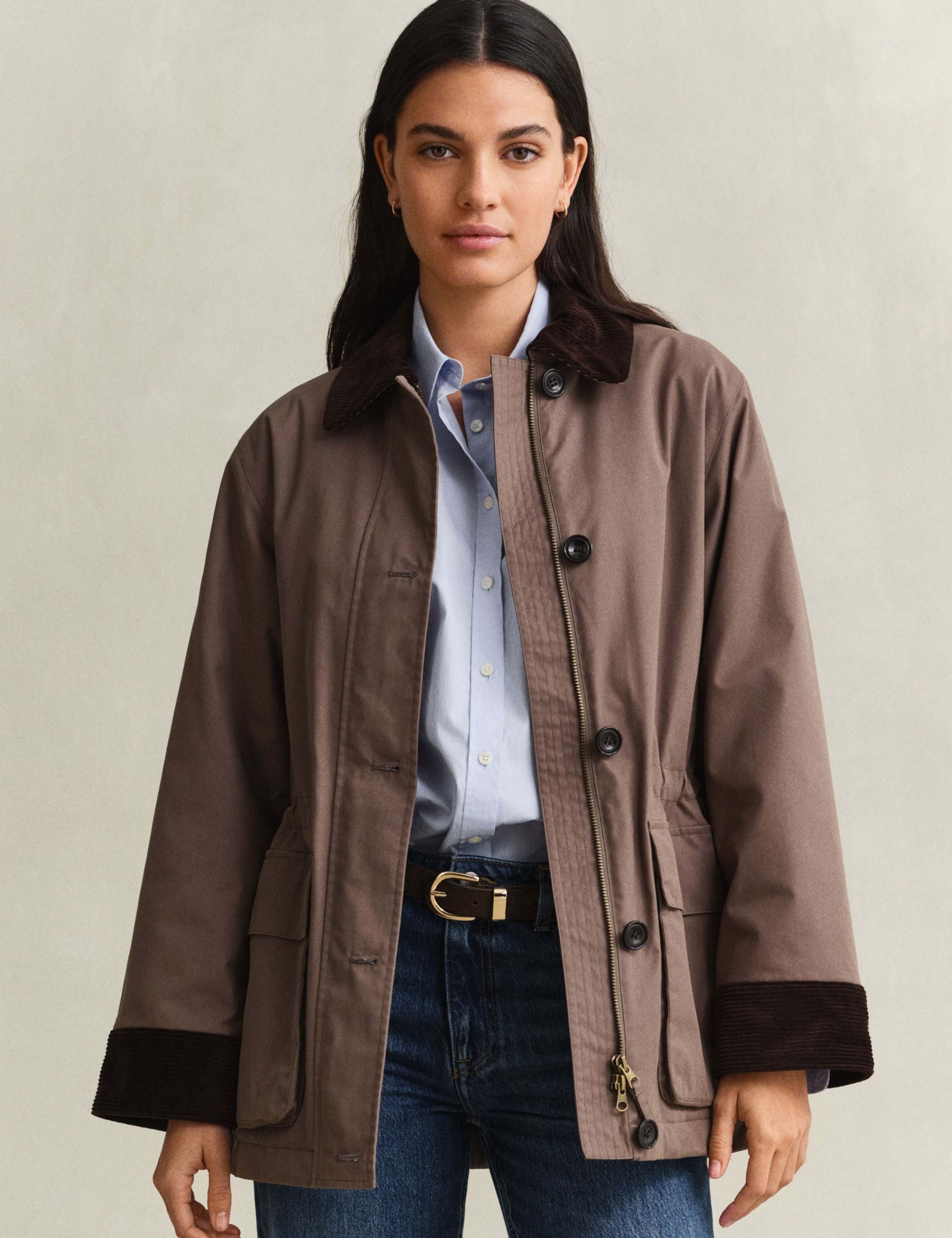 Cotton Rich Waisted Cord Trim Utility Jacket 3 of 11