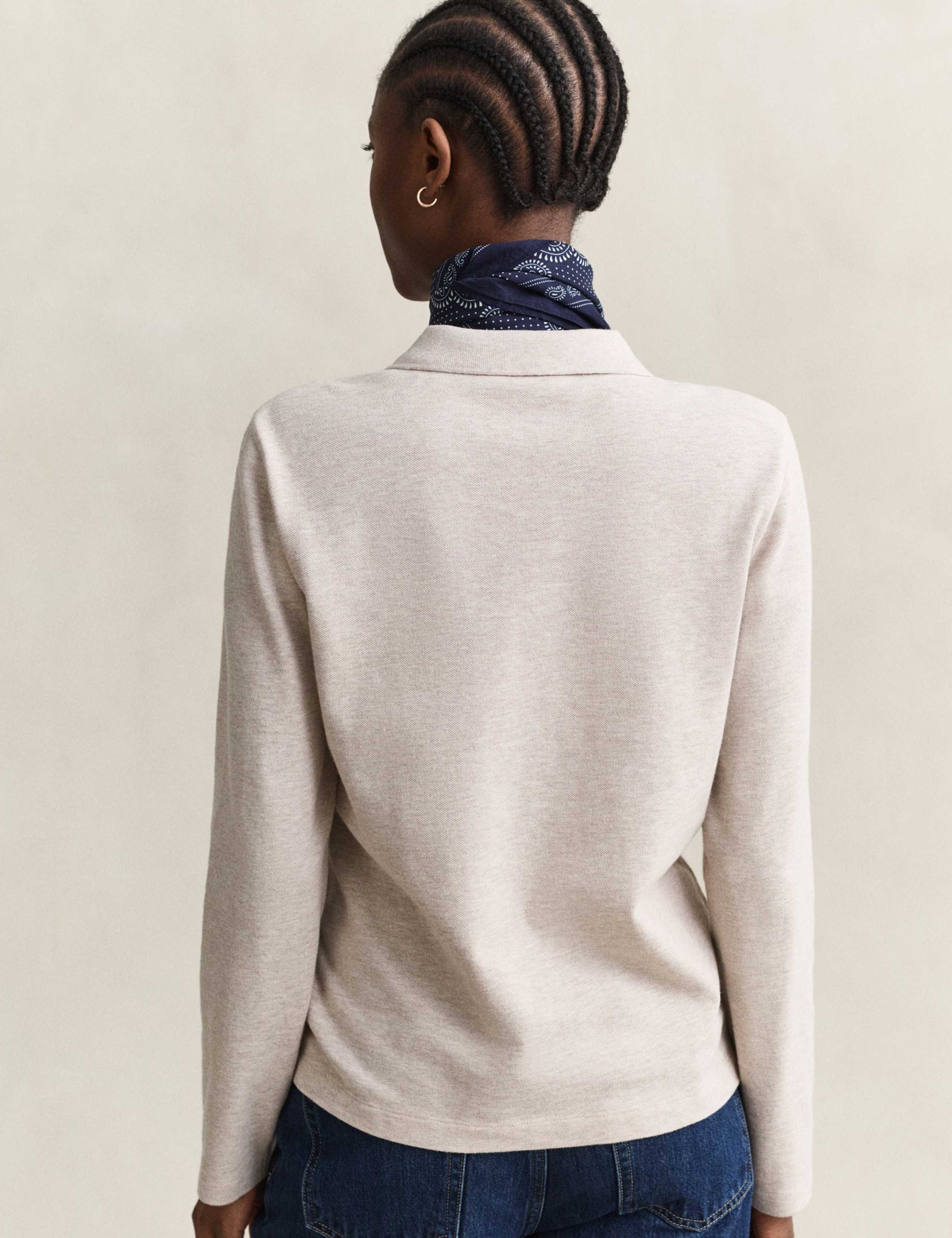 Pure Cotton Long Sleeve Polo Shirt 4 of 6