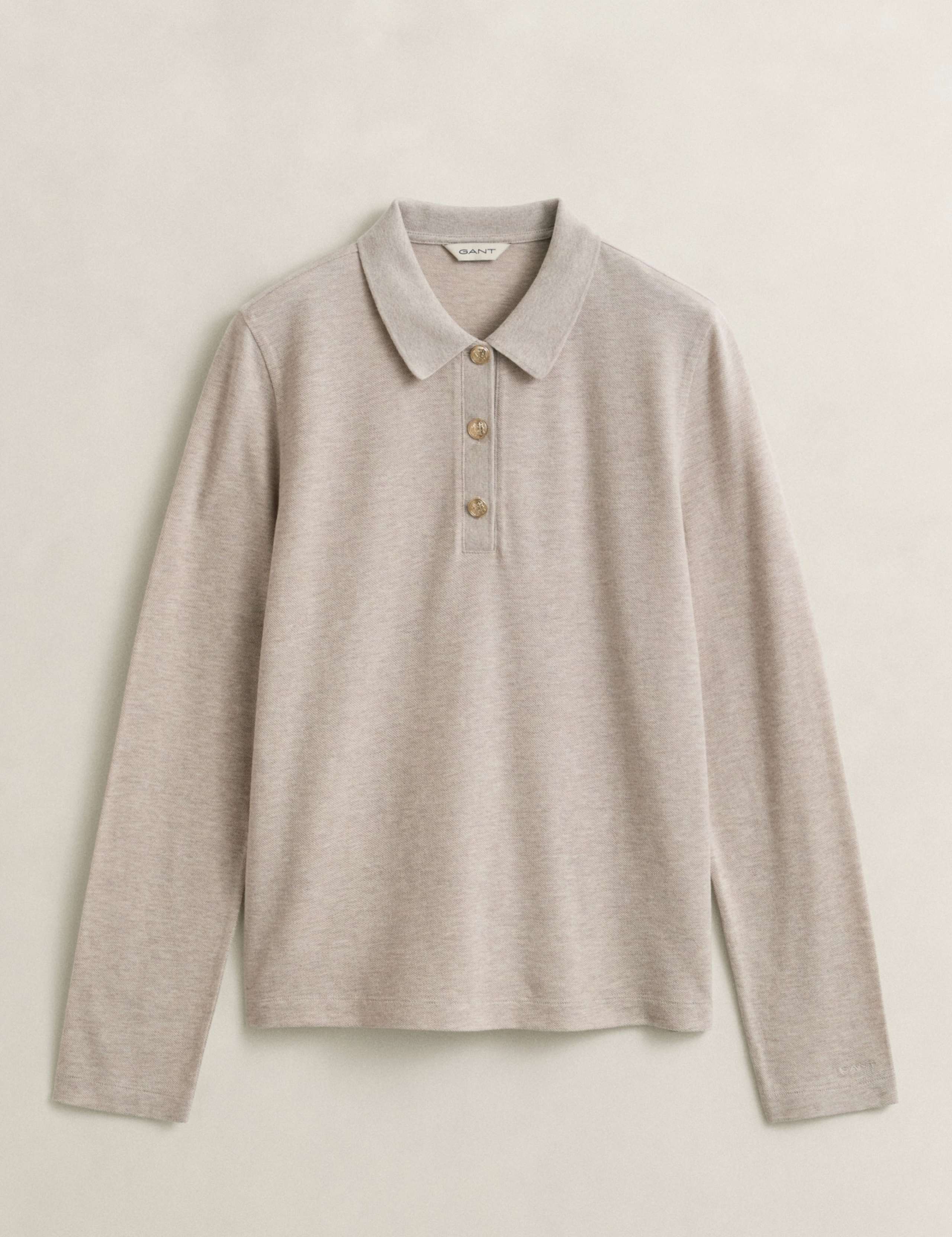 Pure Cotton Long Sleeve Polo Shirt 2 of 6