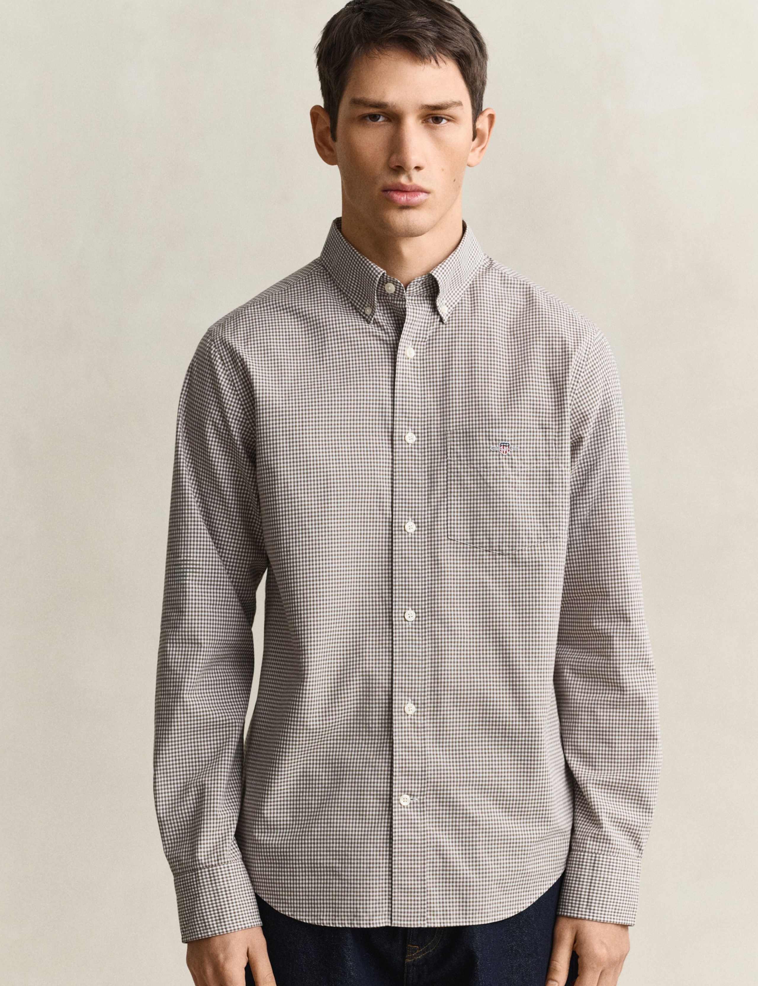 Pure Cotton Poplin Gingham Oxford Shirt 3 of 7