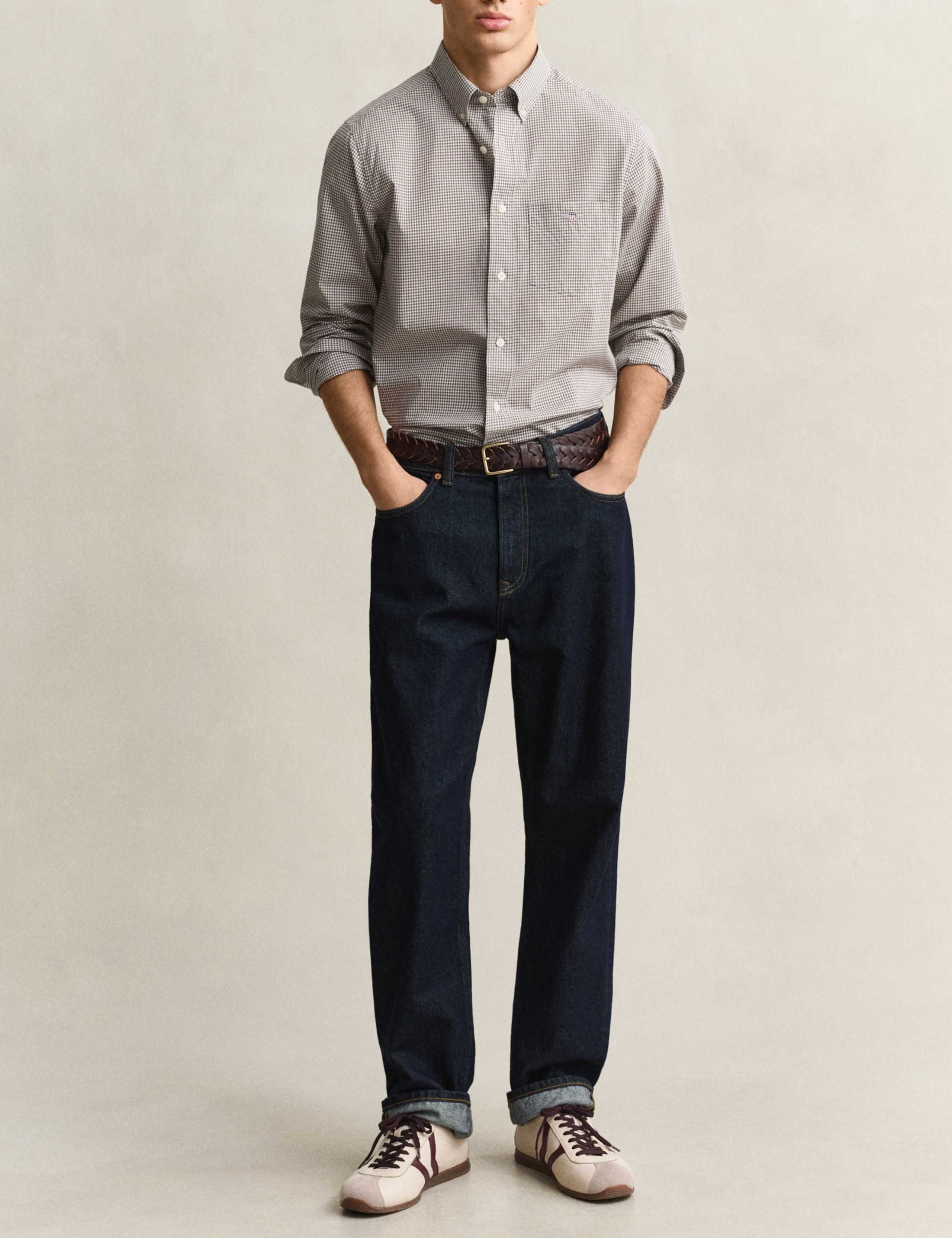 Pure Cotton Poplin Gingham Oxford Shirt 6 of 7