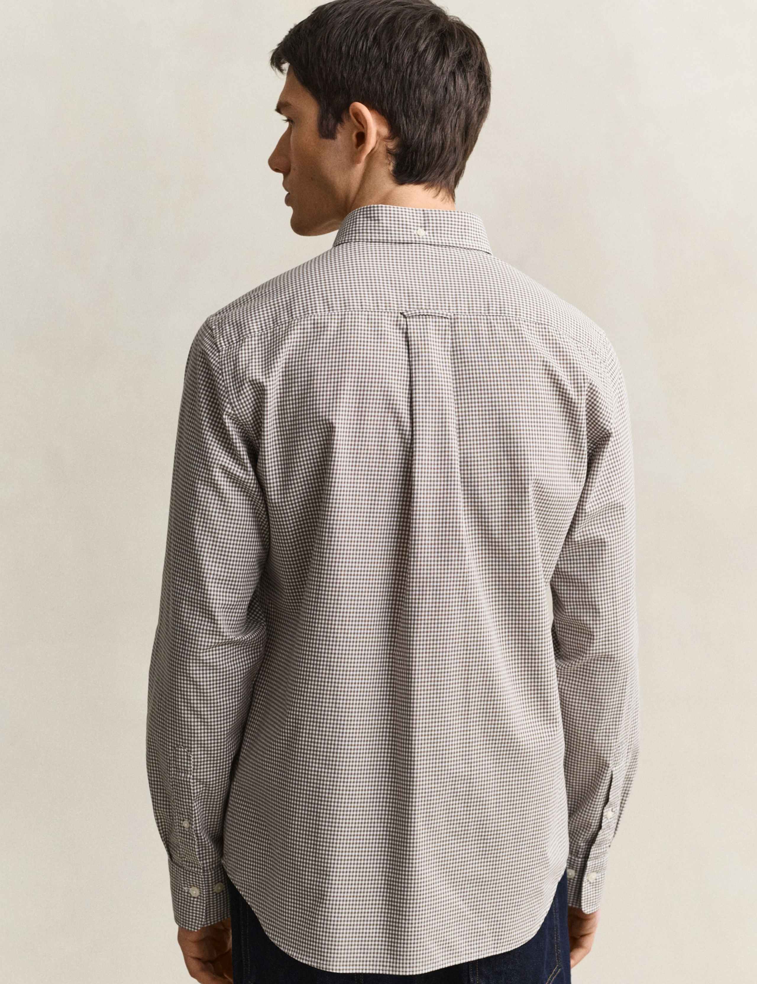 Pure Cotton Poplin Gingham Oxford Shirt 7 of 7