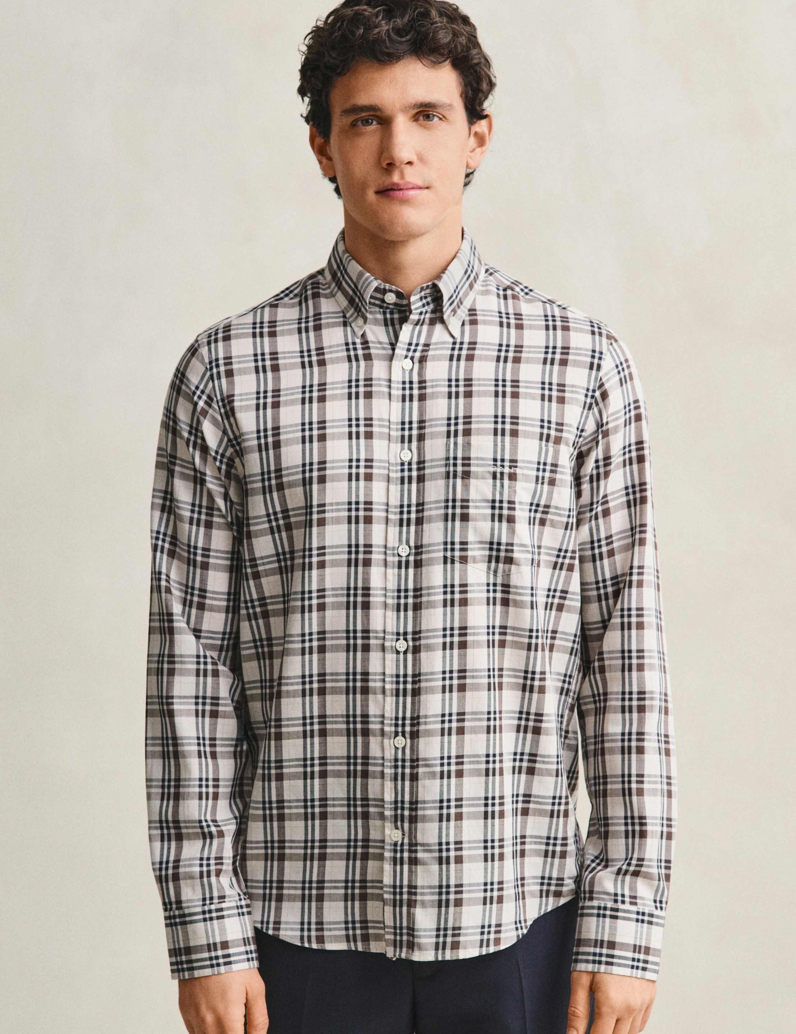 Cotton Blend Twill Check Shirt 3 of 7