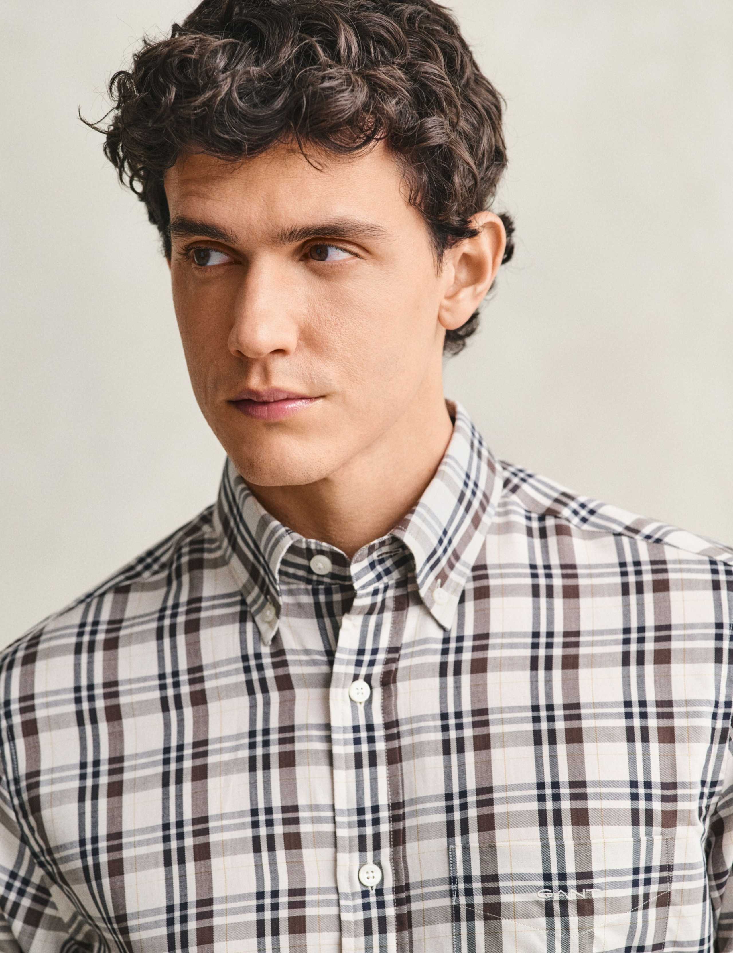 Cotton Blend Twill Check Shirt 5 of 7